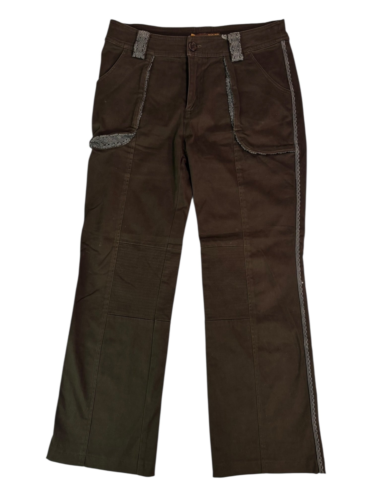 (28) Vintage Brown Trousers with Woven Detailing