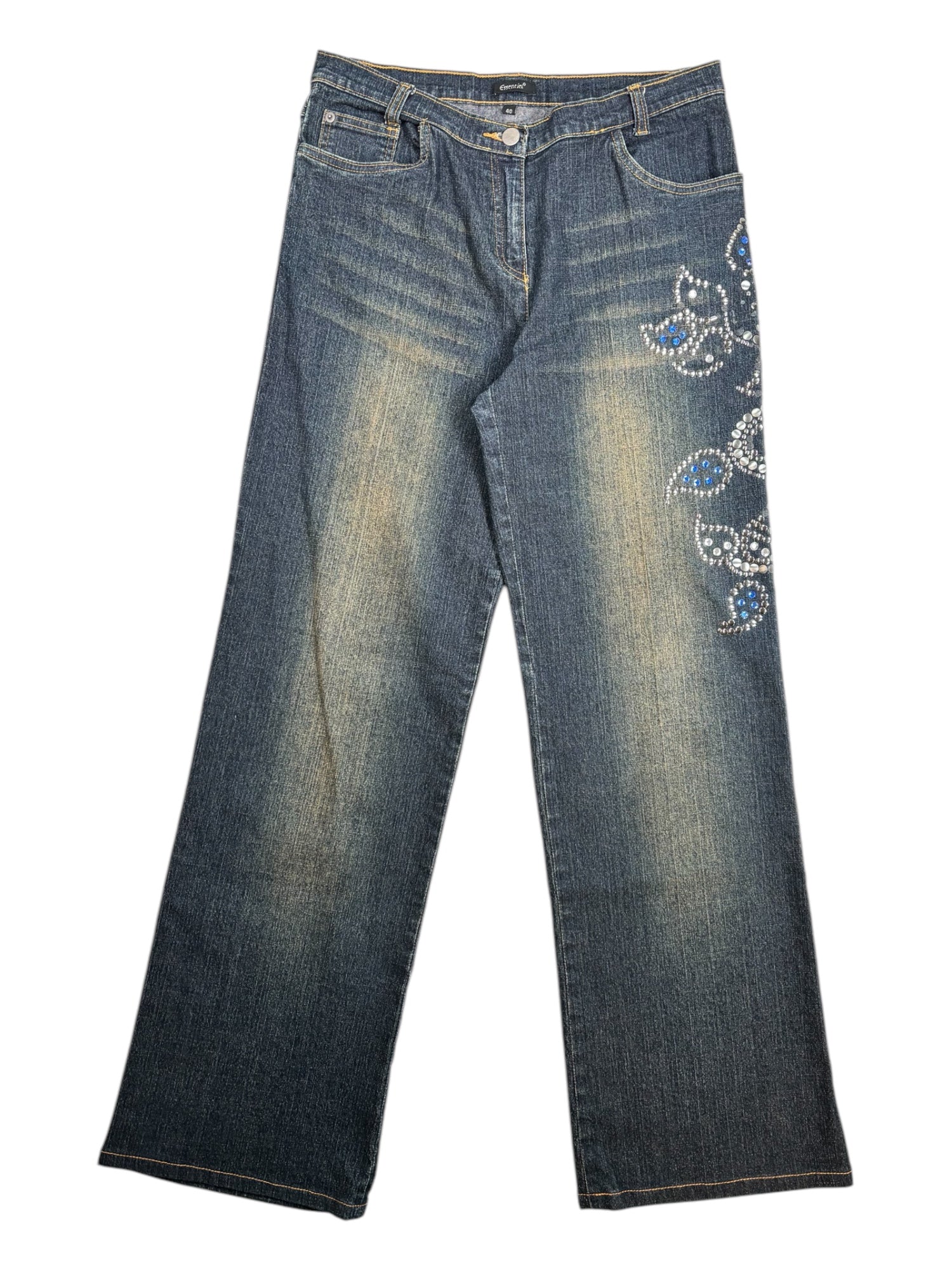 (20) Essentiel Embellished Y2K Jeans