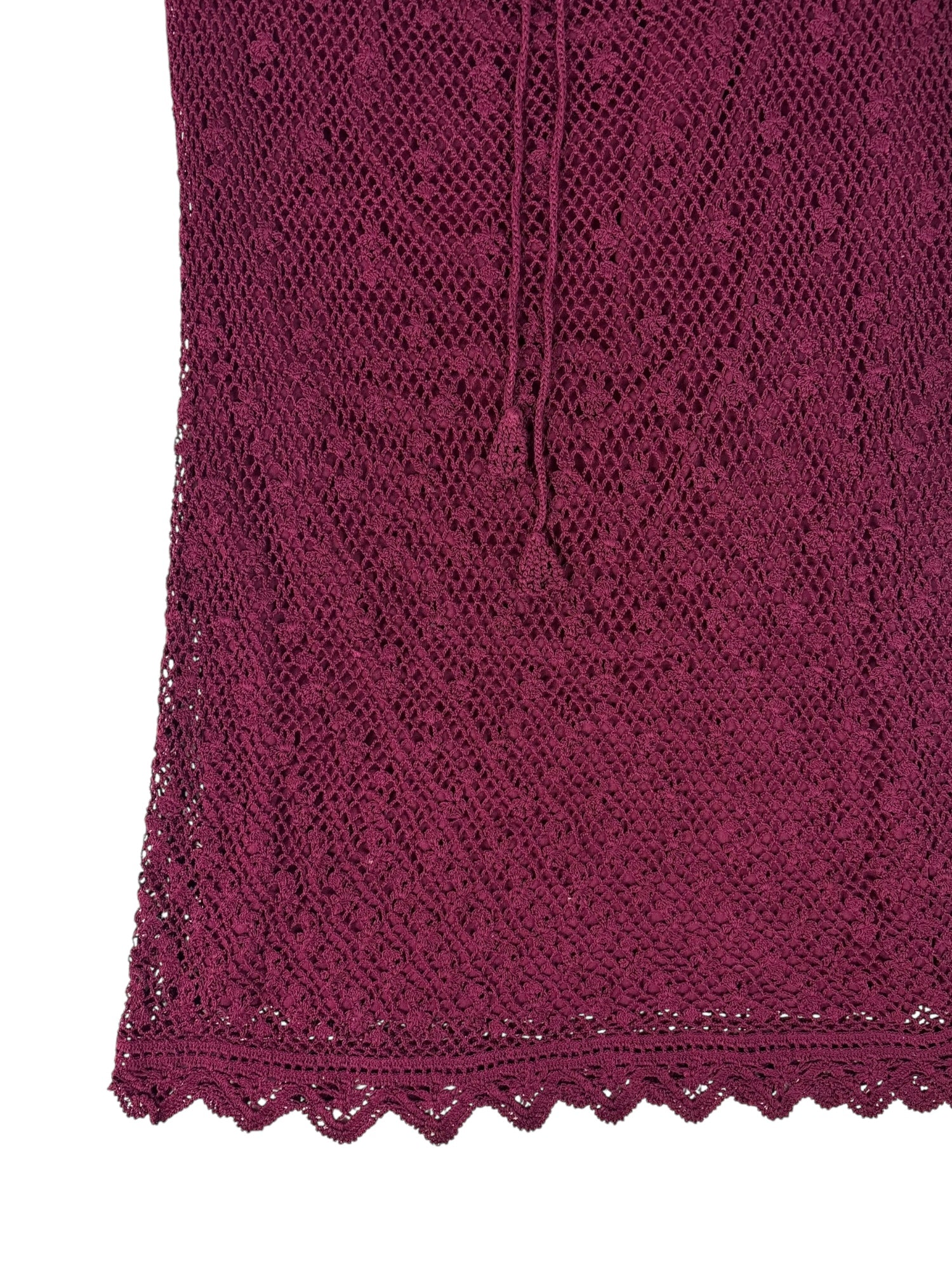 (M) Burgundy Crochet Midi Skirt