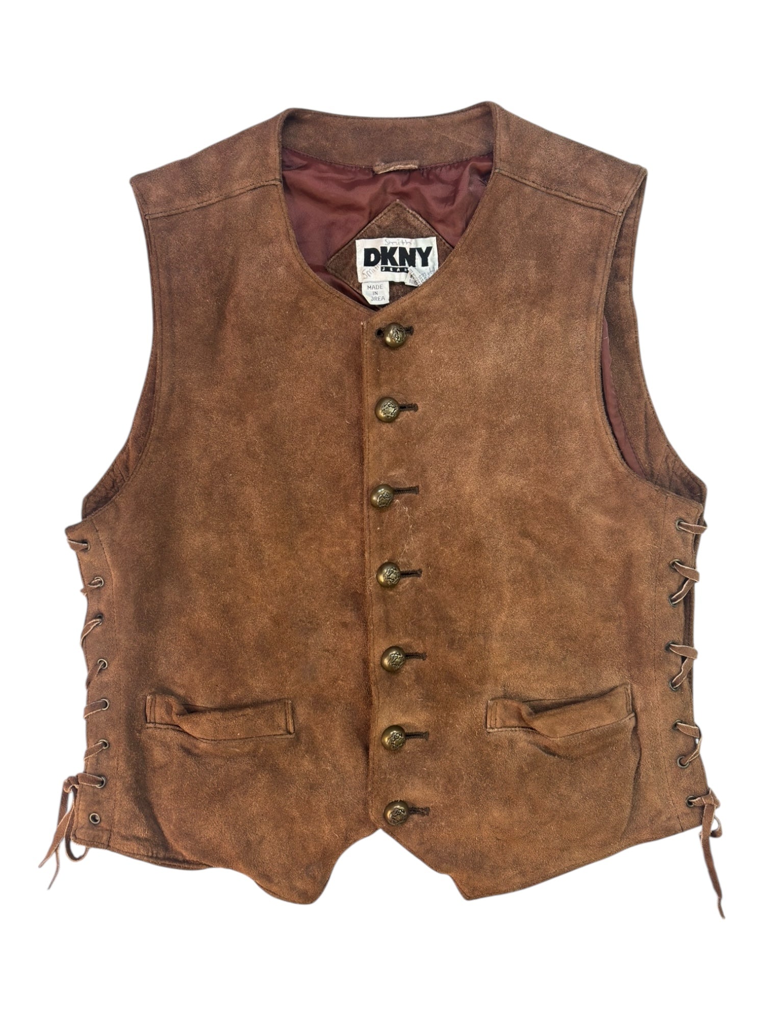 (M) DKNY Brown Leather Vest