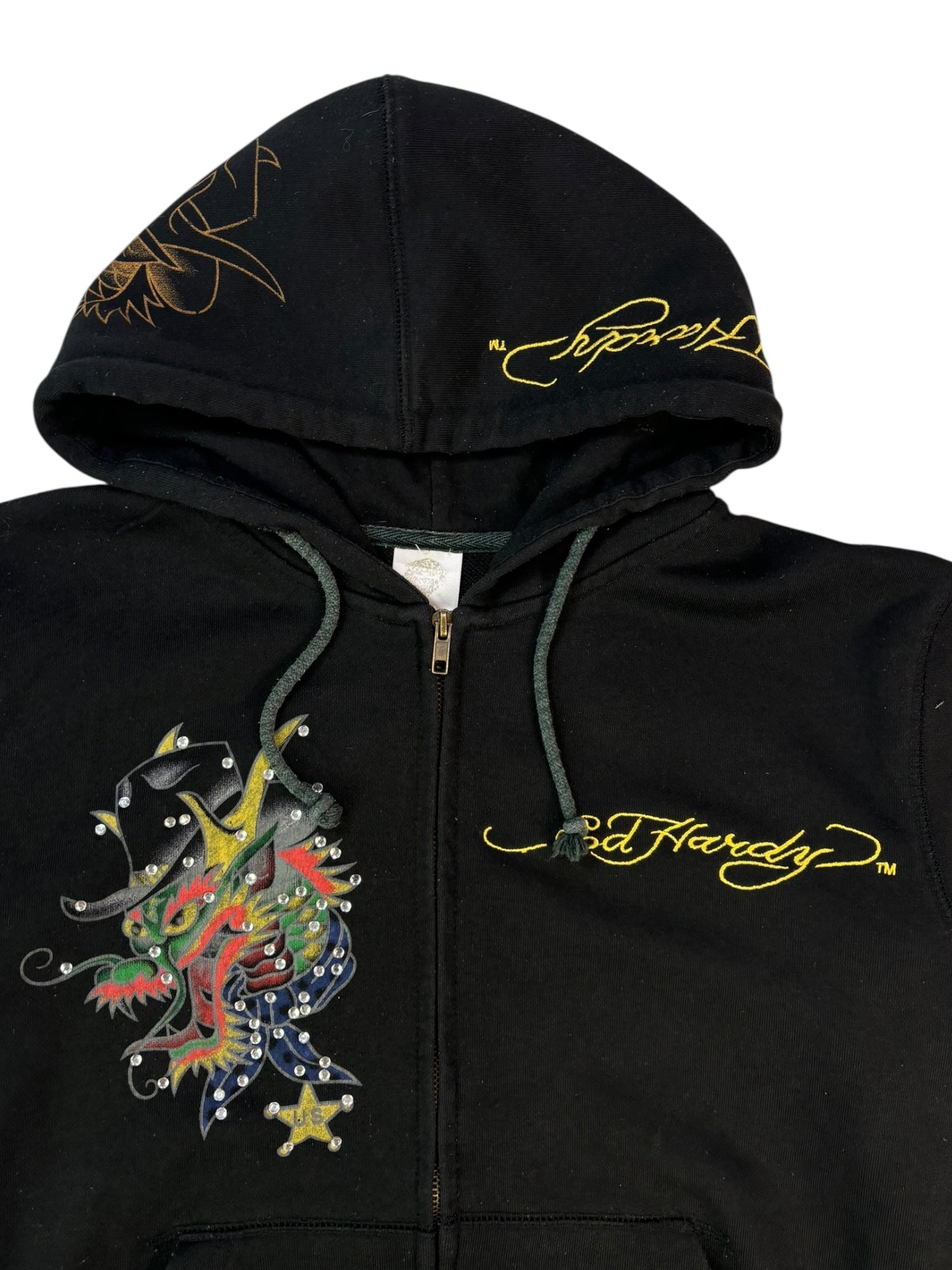 (M) Embellished Ed Hardy Zip-up Hoodie