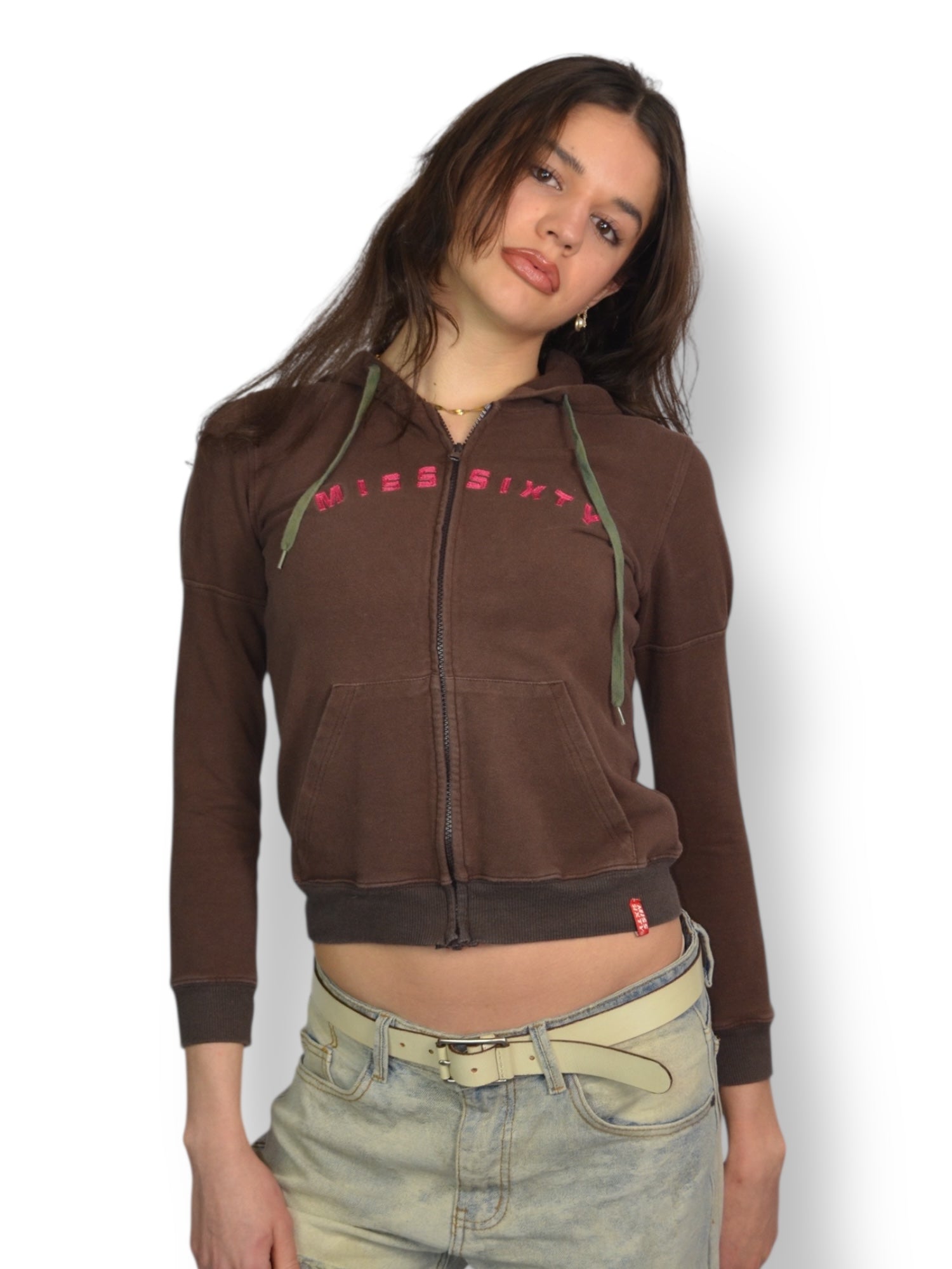 (S) Brown Miss Sixty Zip-up Hoodie