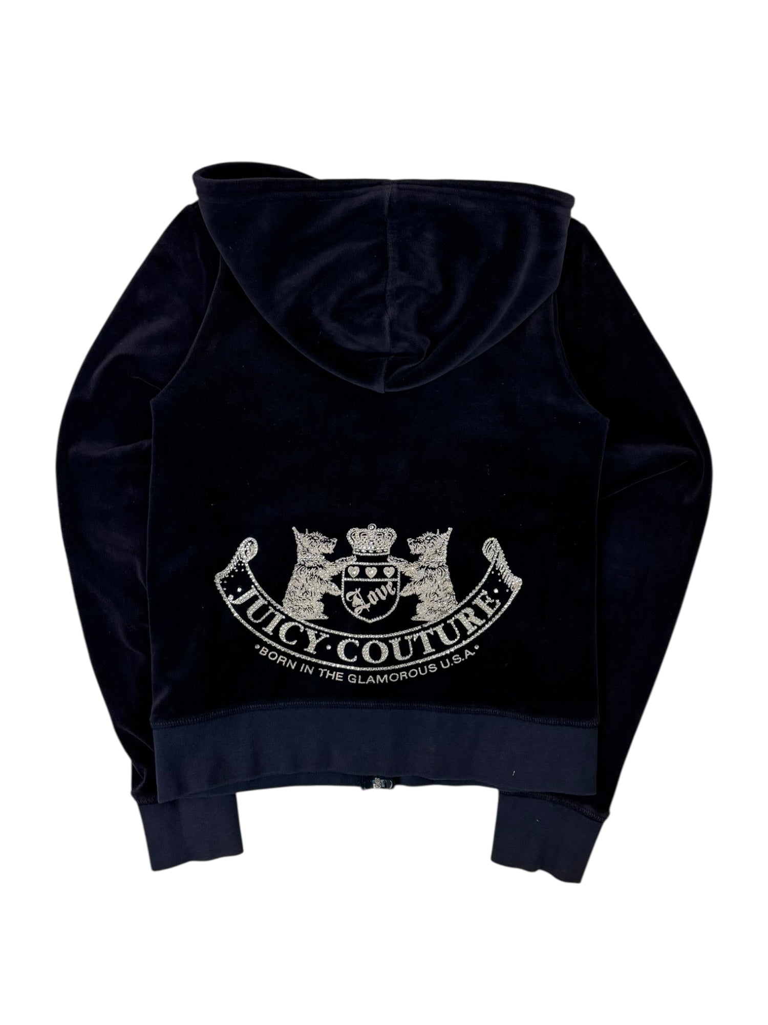 (S) Midnight Navy Embellished Juicy Couture Zip-up Hoodie