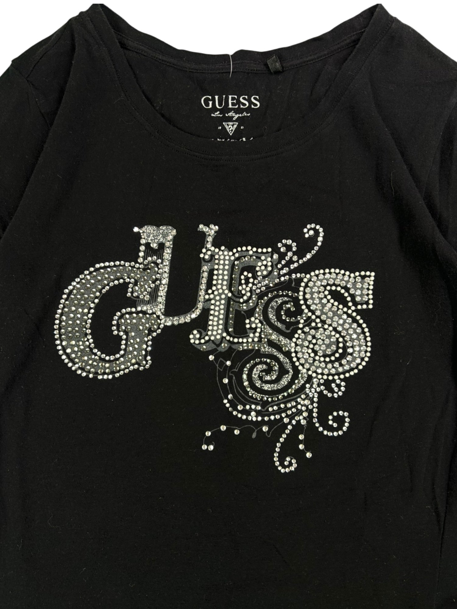 (S) Black Embellished GUESS Baby Tee