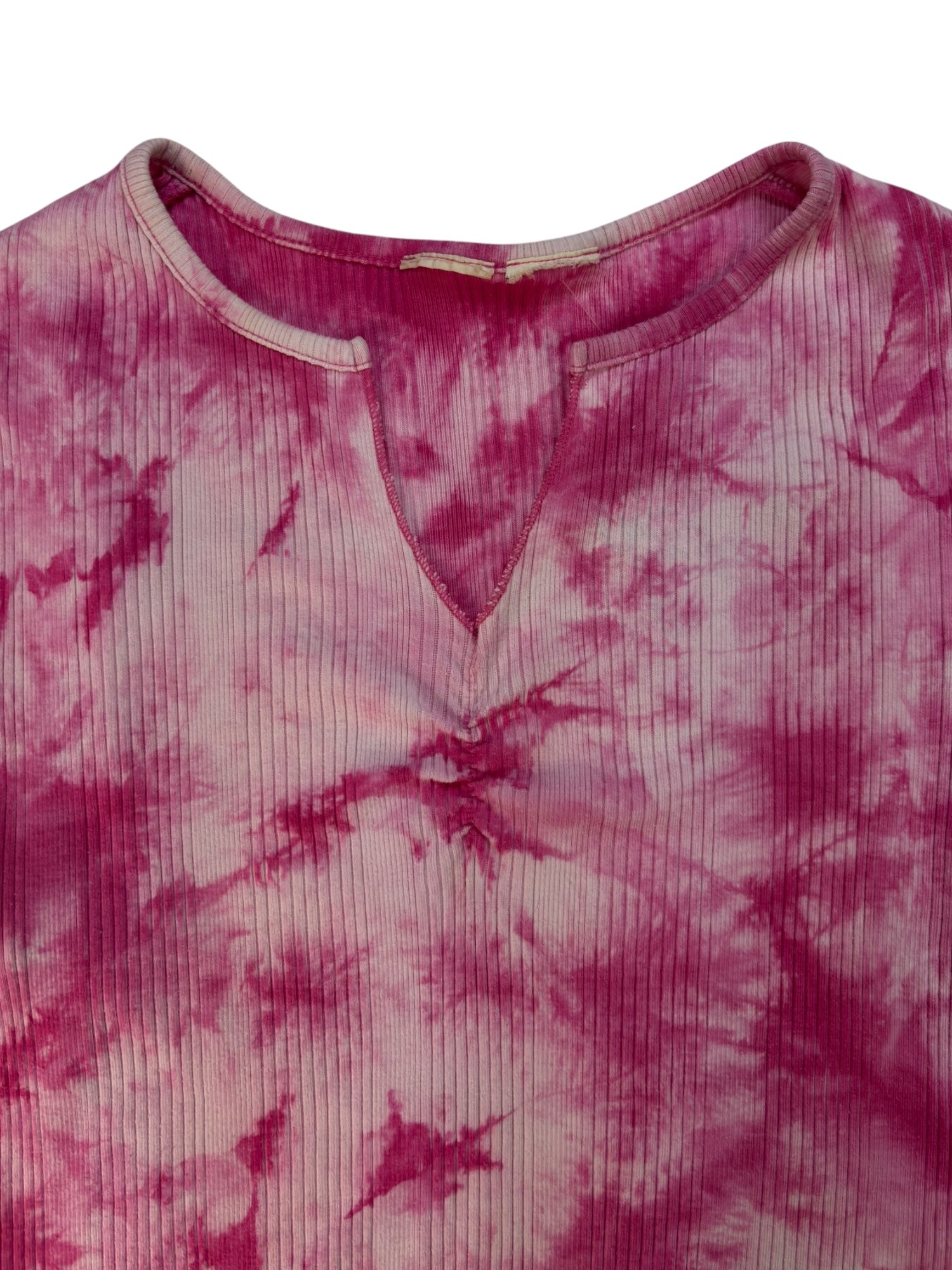 (S) Pink Tye-die V-neck Tee