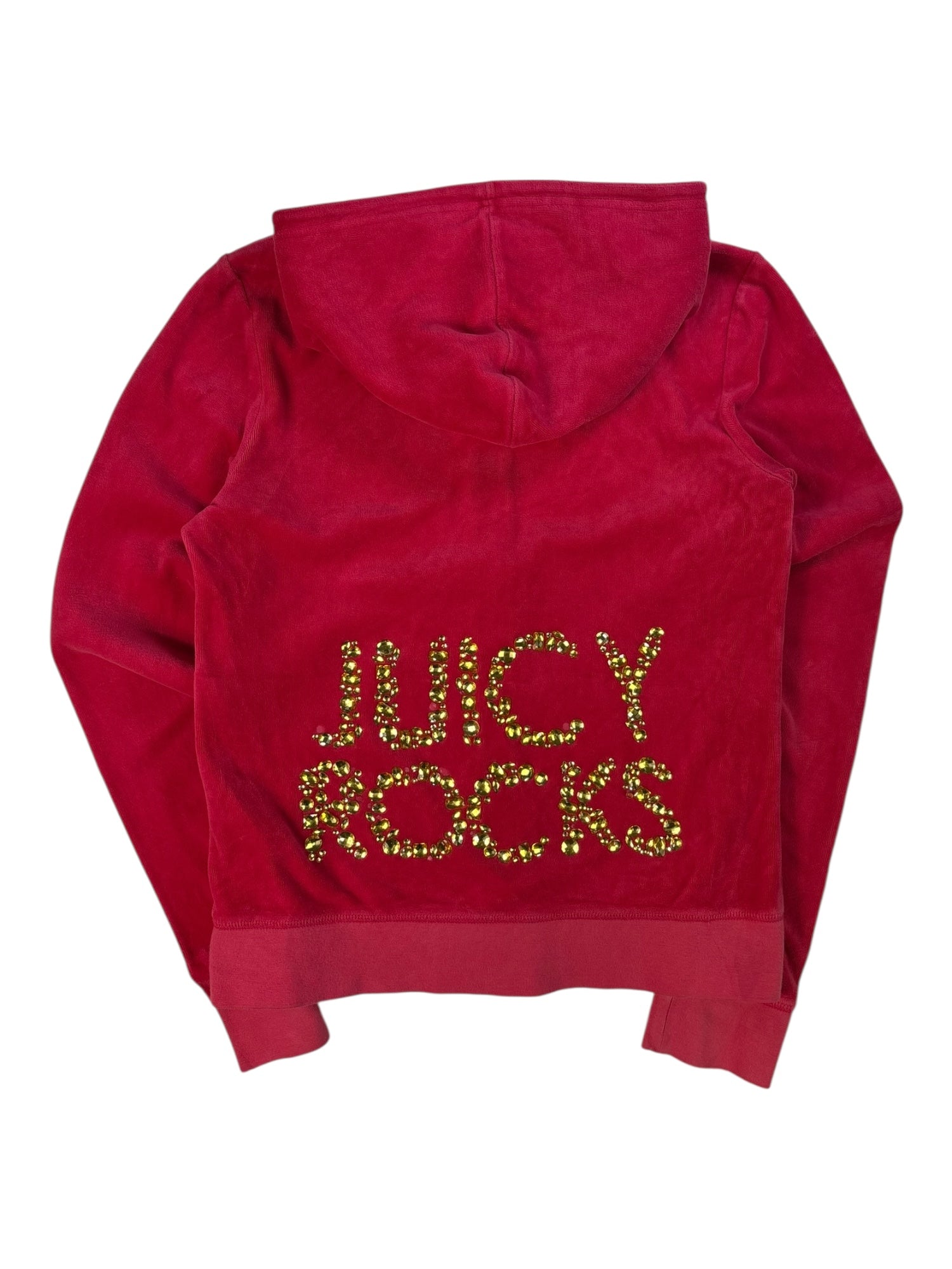 (L) Pink Embellished Juicy Couture Velour Zip Up Hoodie