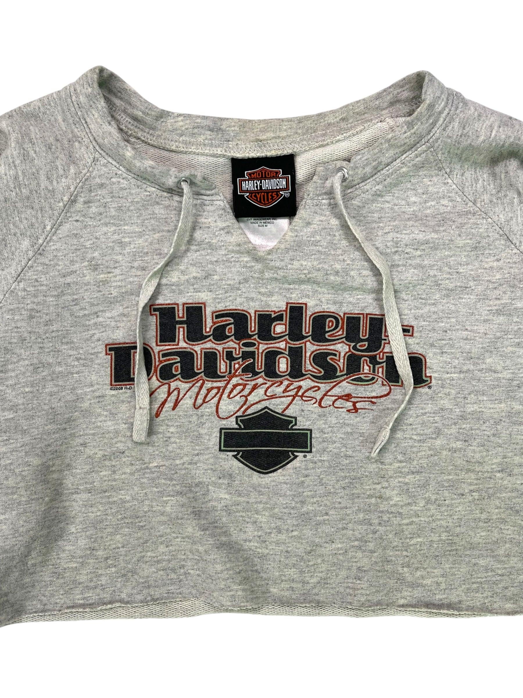 (S) Harley Davidson Cropped Grey Long Sleeve