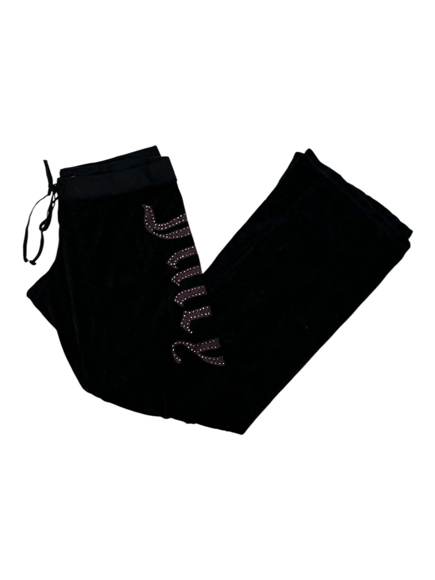 (L) Black Embellished Juicy Couture Velour Pants