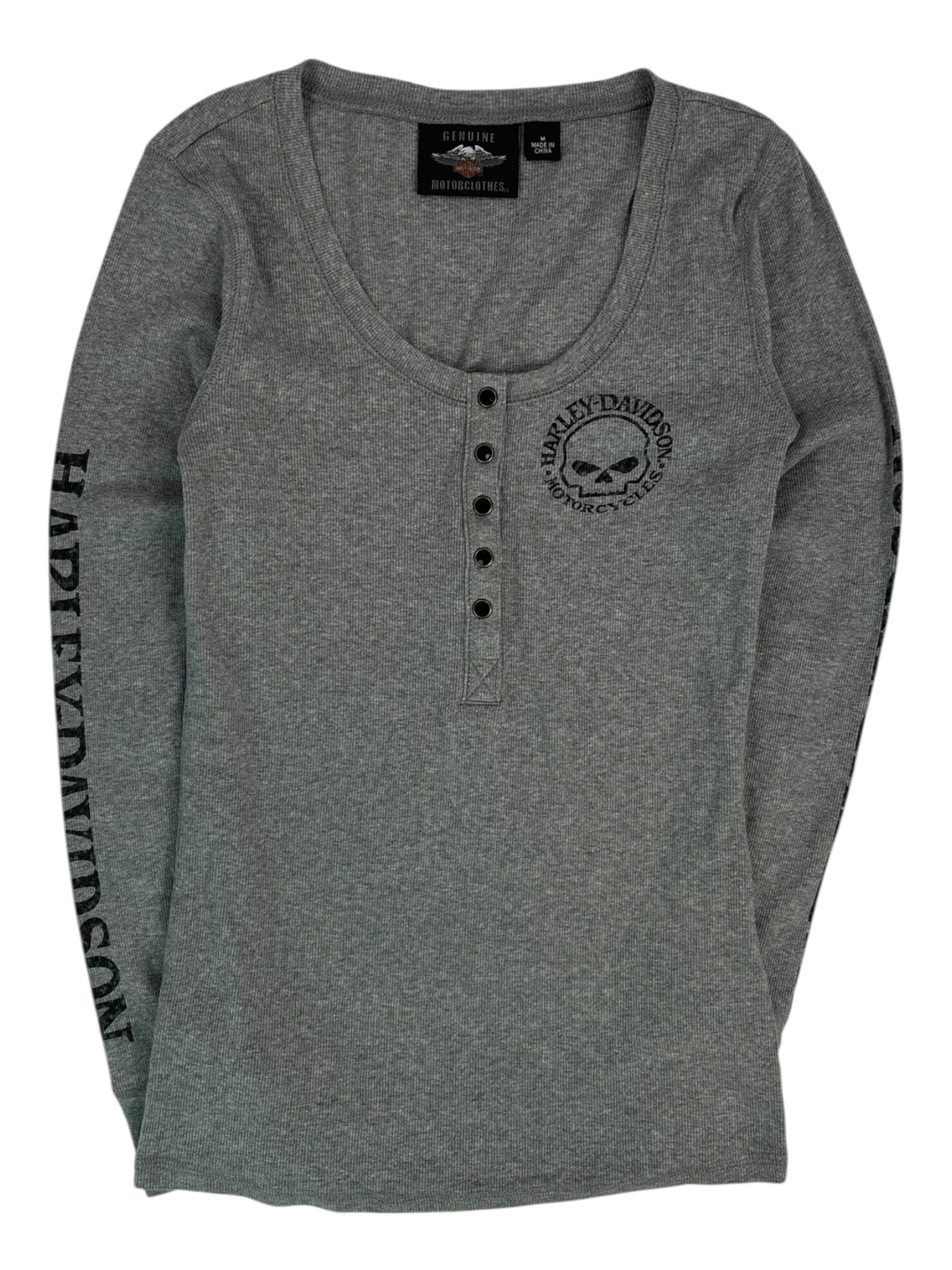 (M) Harley Davidson Grey Ribbed Longsleeve