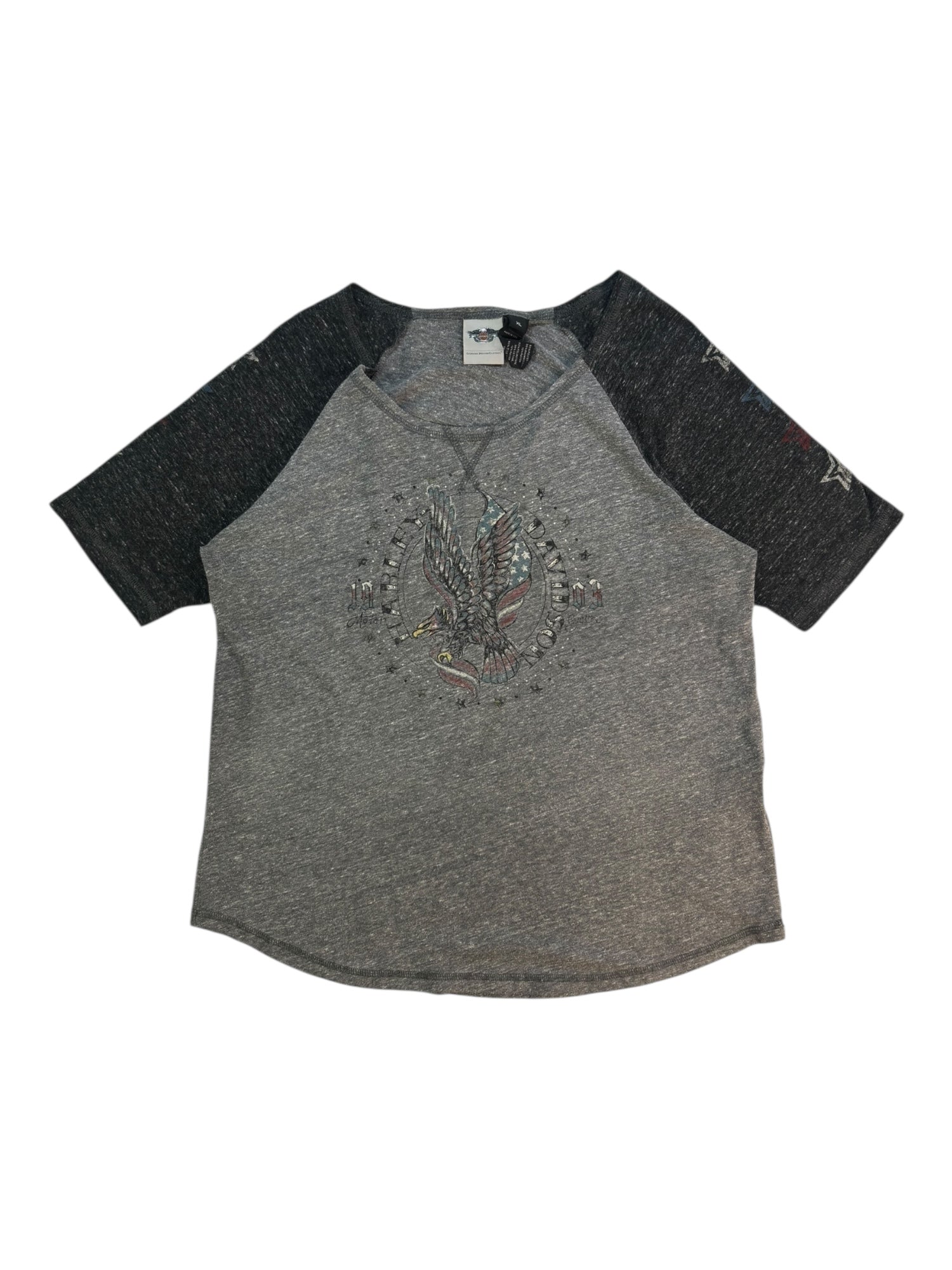 (L) Embellished Harley Davidson Baseball Tee