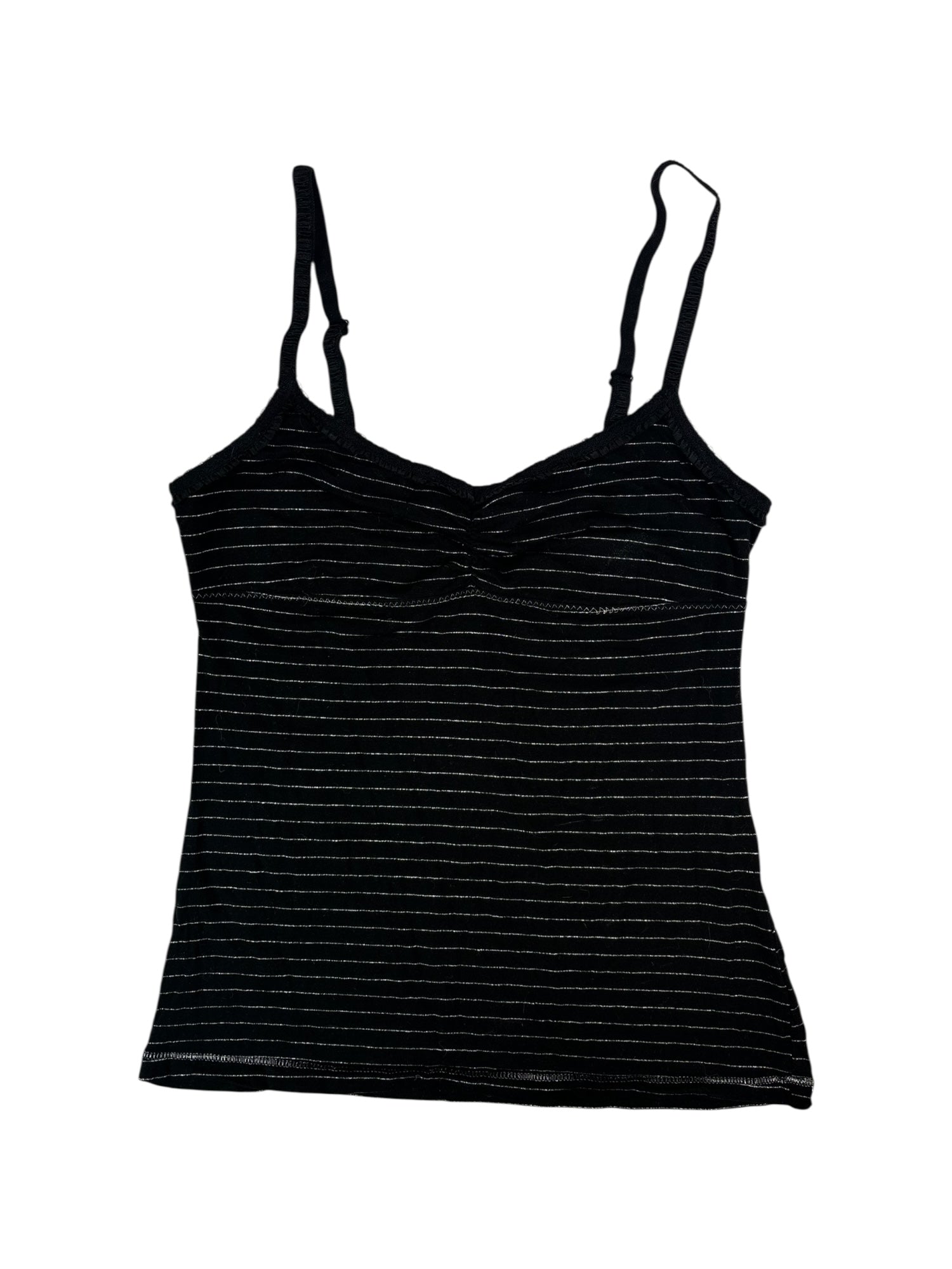 (S) GUESS Black and Silver Stripped Tank Top