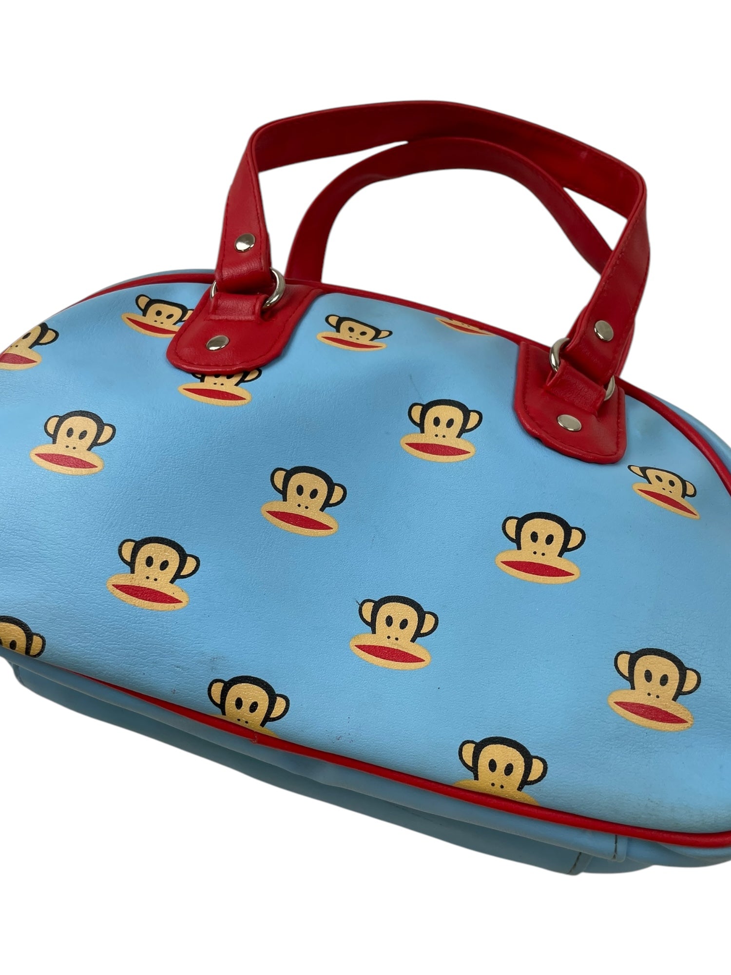 (O/S) Paul Frank Julius the Monkey Baby Blue Monogram Bowler Bag