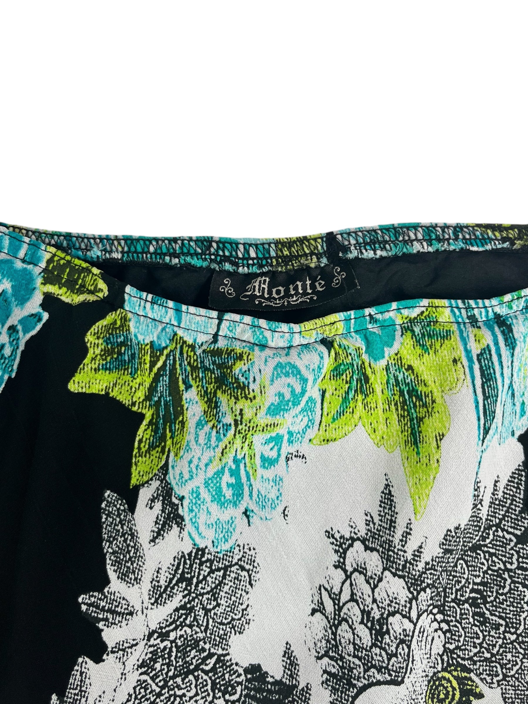 (32) Black and Blue Floral Midi Skirt