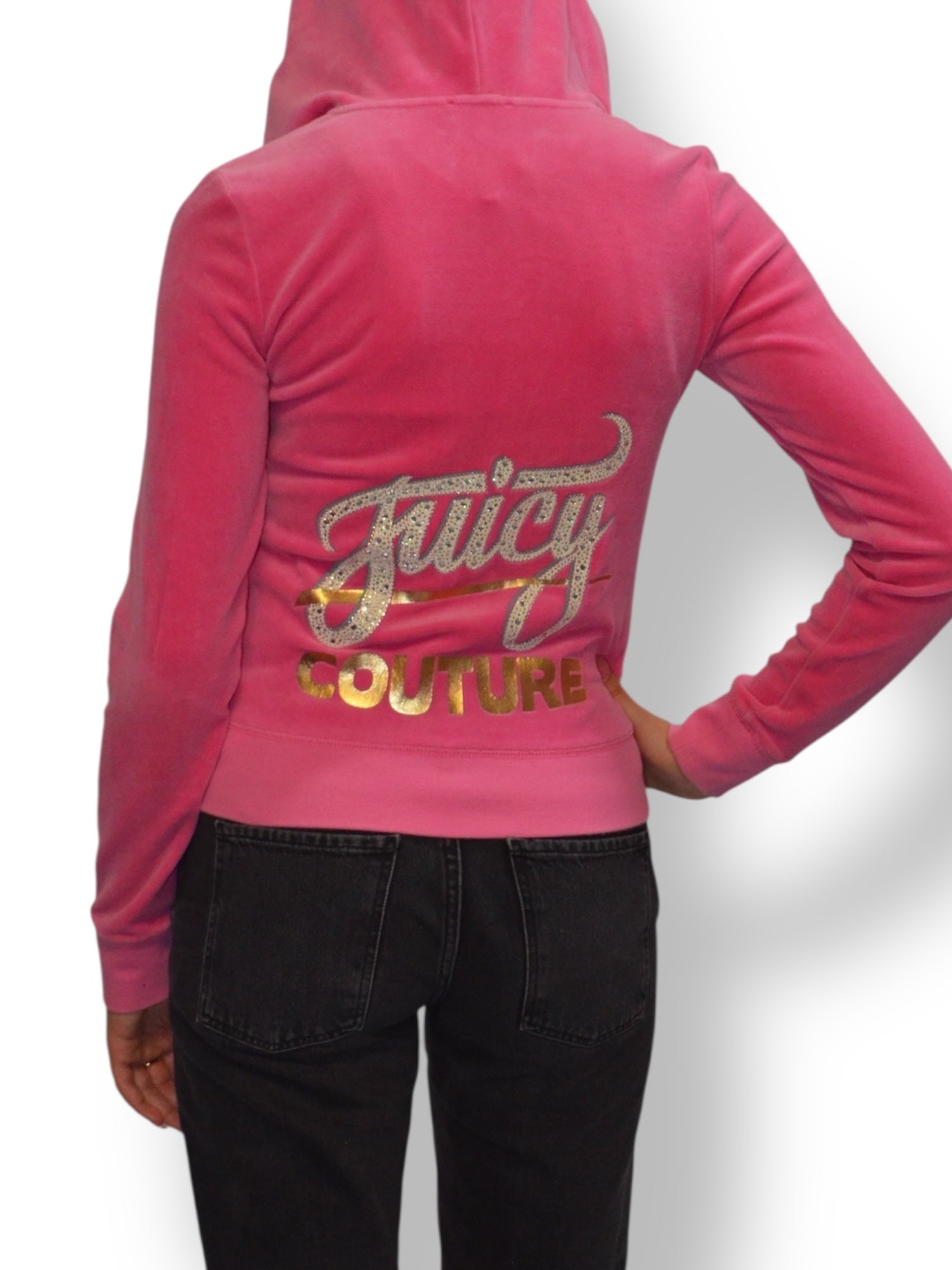 (S) Pink Embellished Juicy Couture Zip-up Hoodie