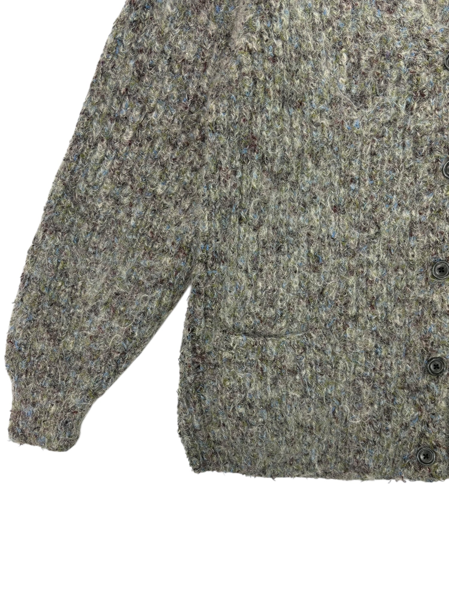 (L) Blue and Brown Multi Button Up Cardigan