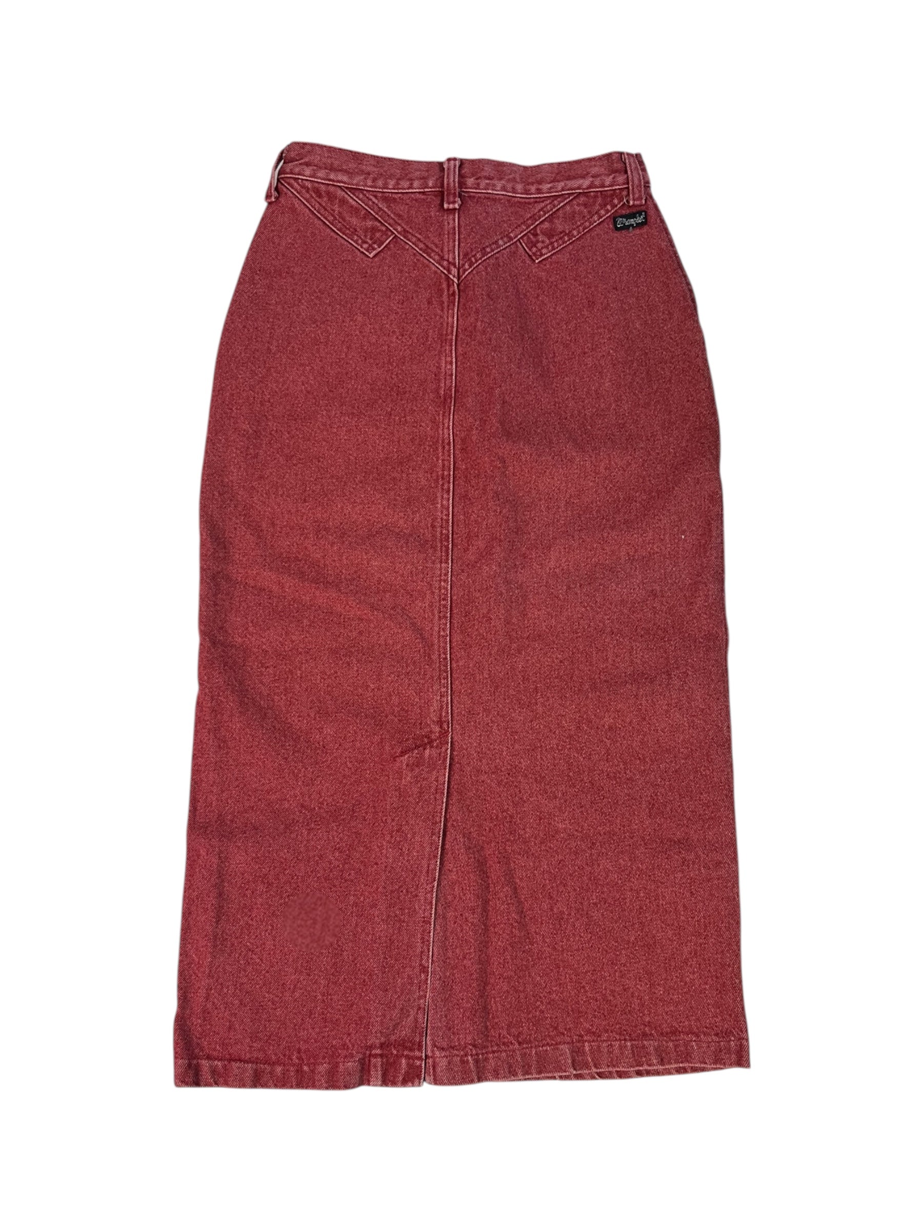 (26) Red Wrangler Denim Midi Skirt