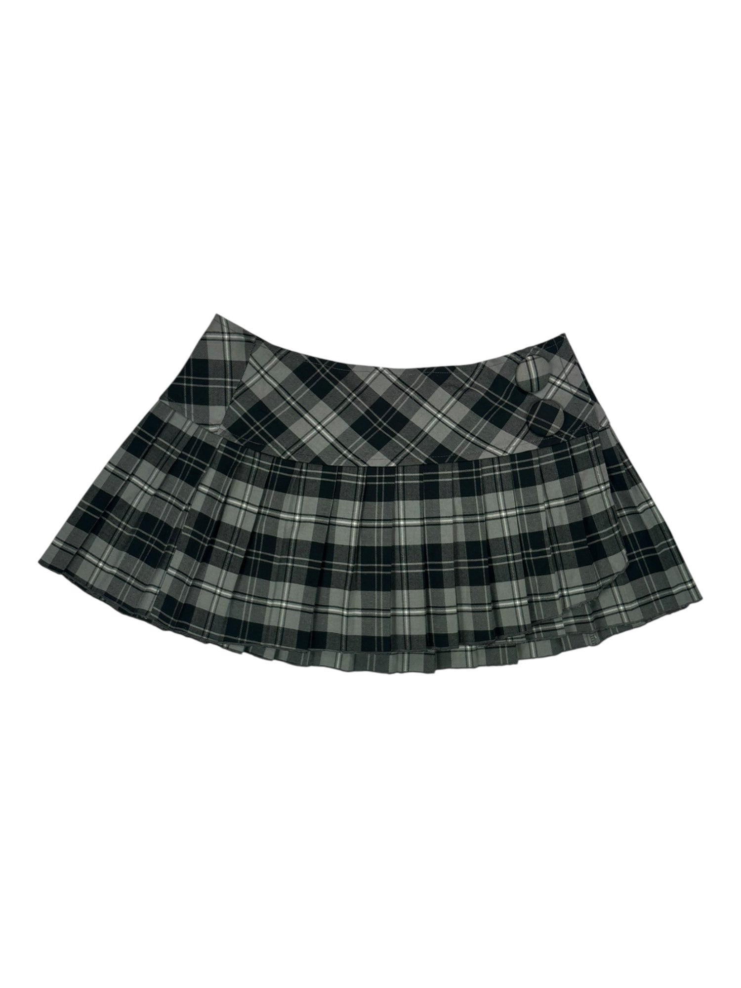 (L) Valia Black and White Plaid Pleated Skirt