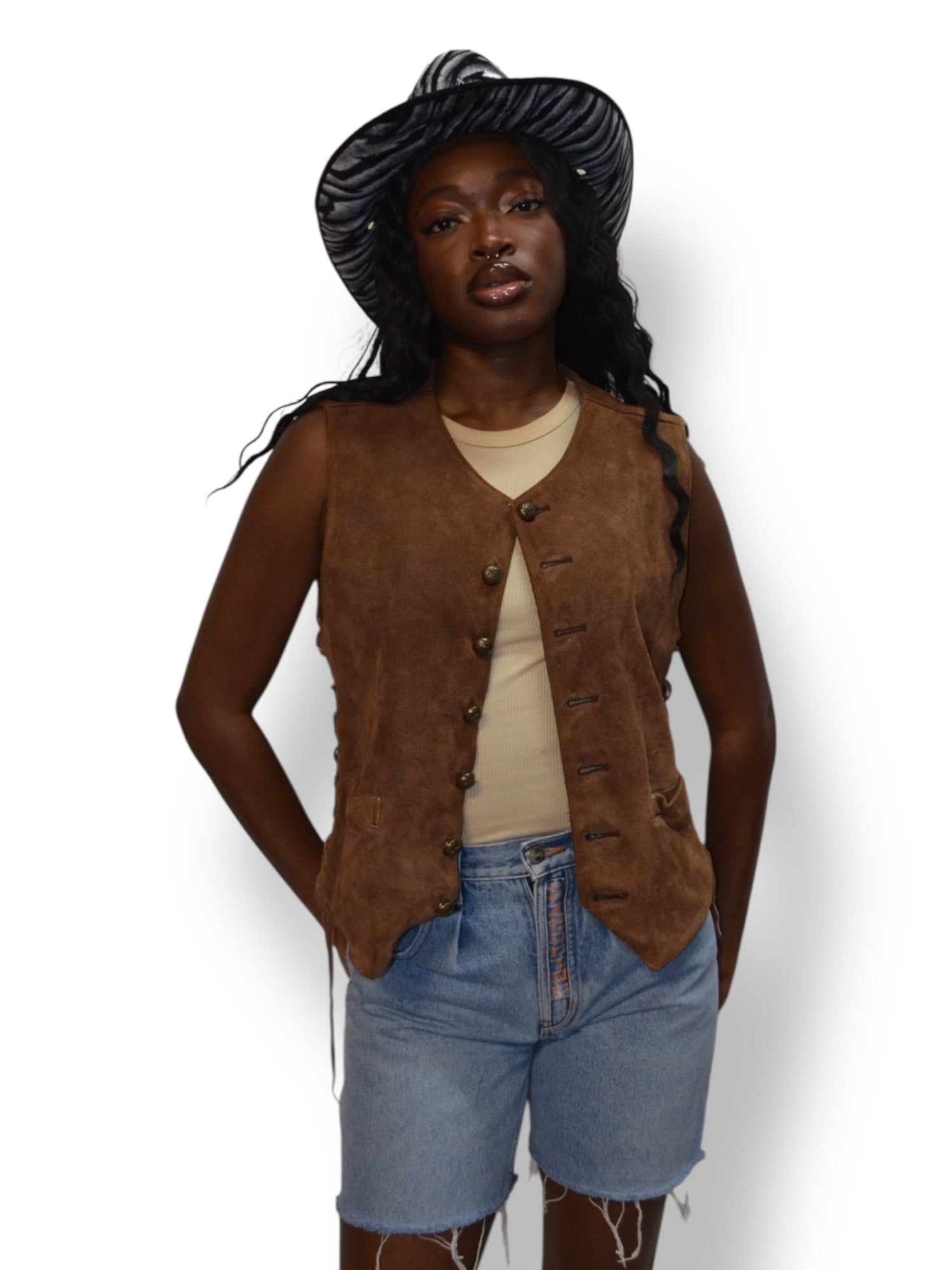 (M) DKNY Brown Leather Vest