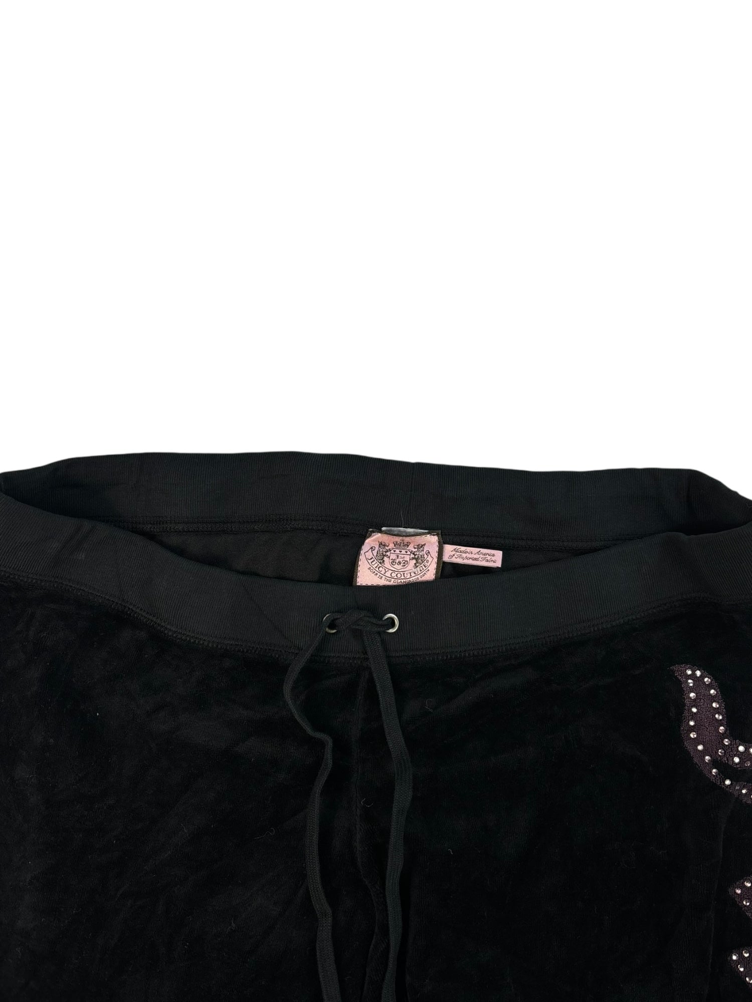 (L) Black Embellished Juicy Couture Velour Pants