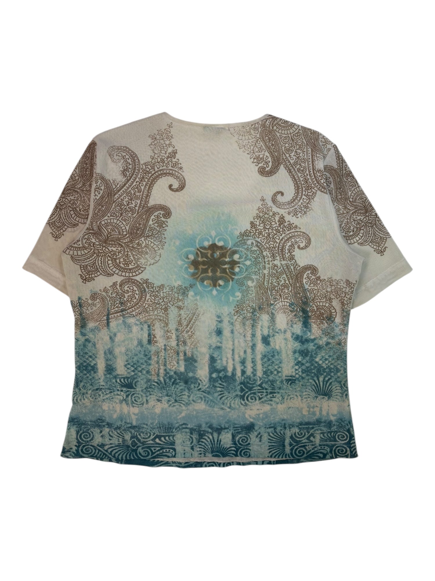 (M) Gerry Weber Blue and Brown Beaded Mesh Top