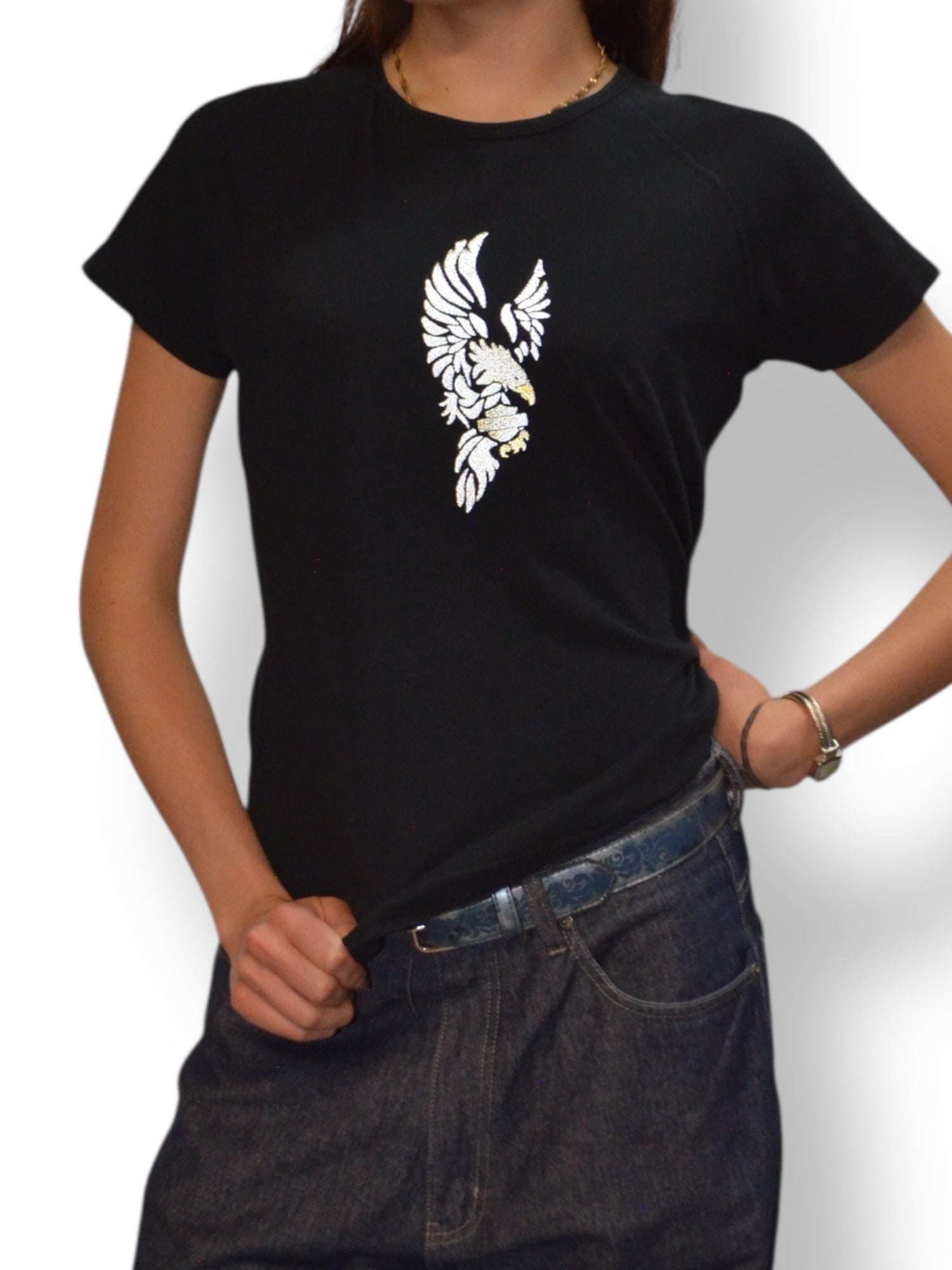 (L) Embellished Eagle Harley Davidson Tee