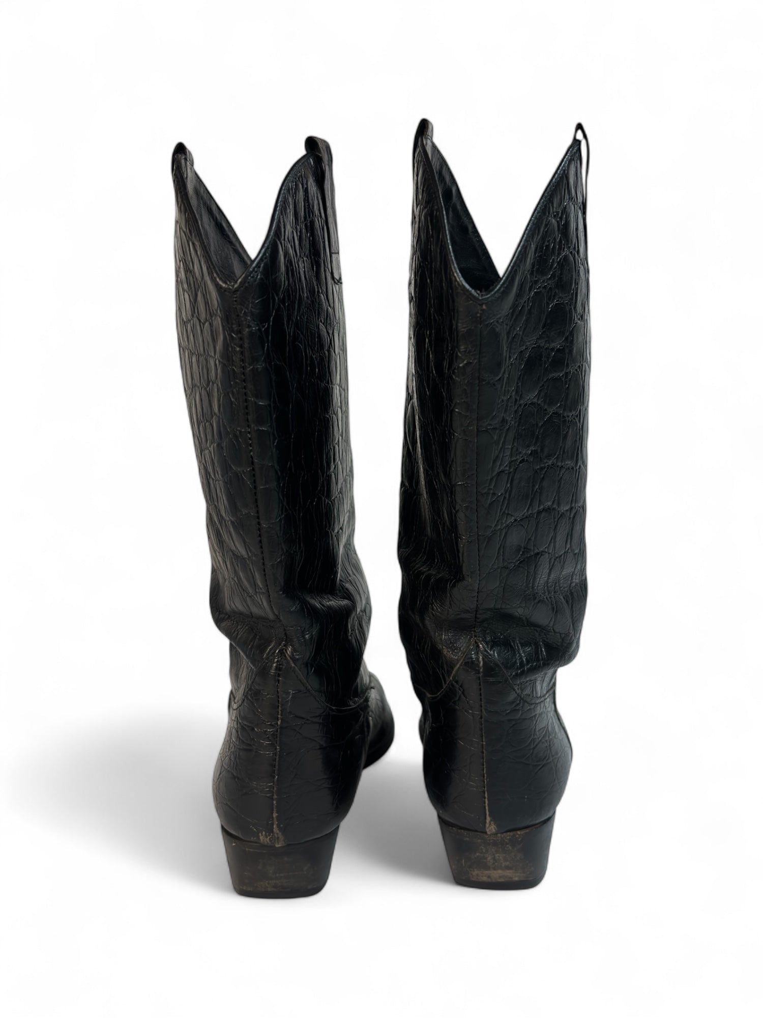 (7.5) Black Reptile Cowboy Boots