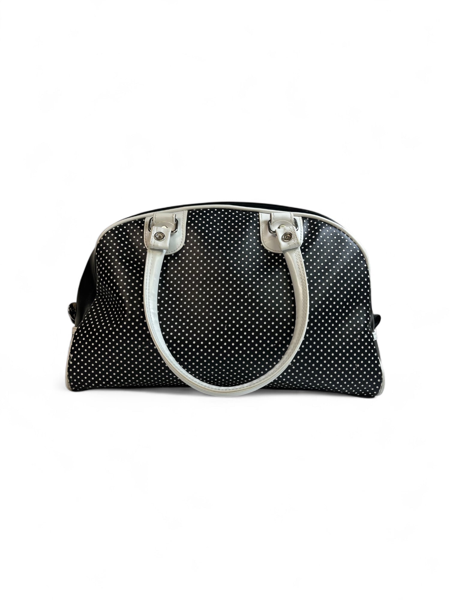 Vintage Black & White Polkadot Lululemon Pleather Mini Duffle