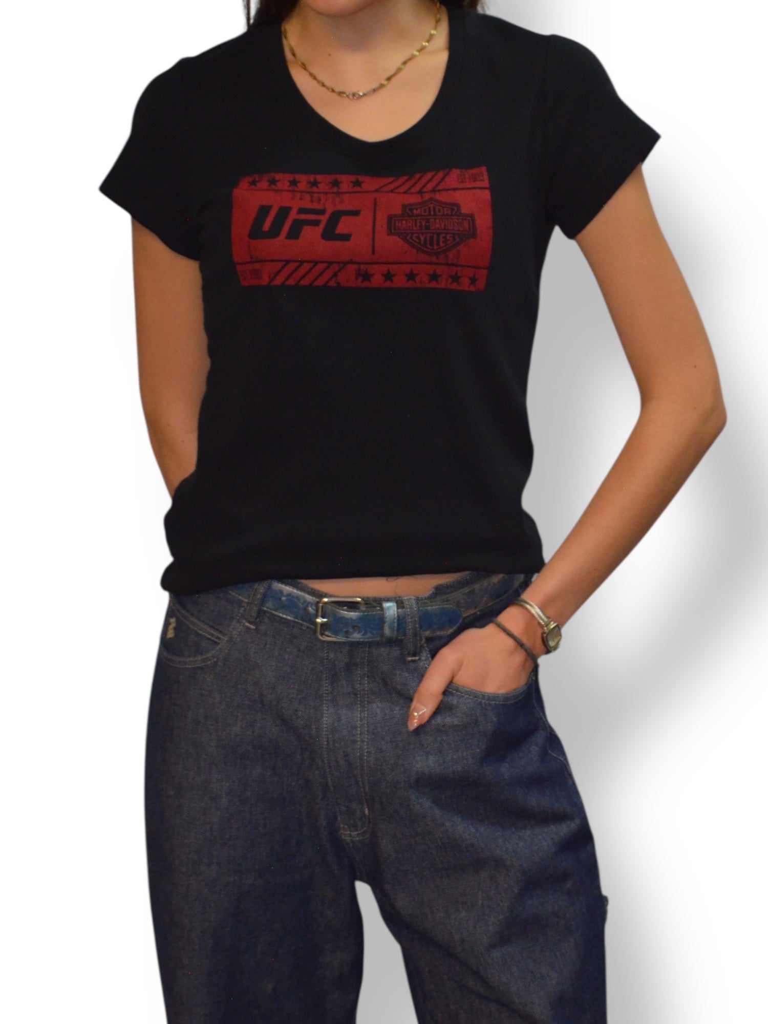 (M) Black UFC x Harley Davidson Tee