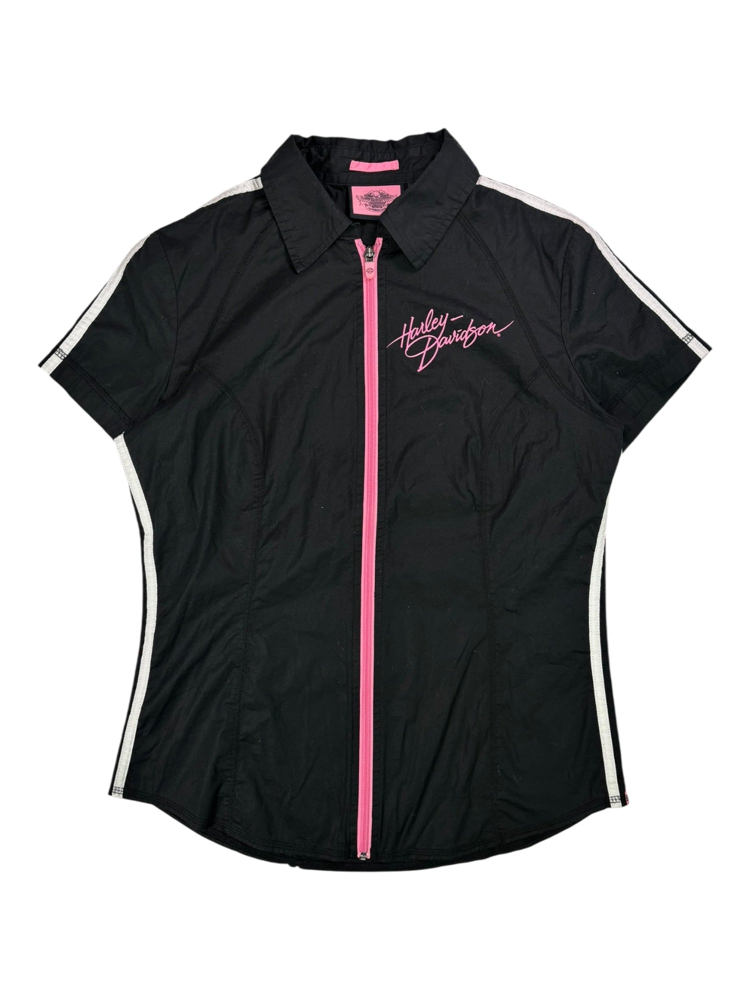 (S) Black Harley Davidson Zip-up Tee