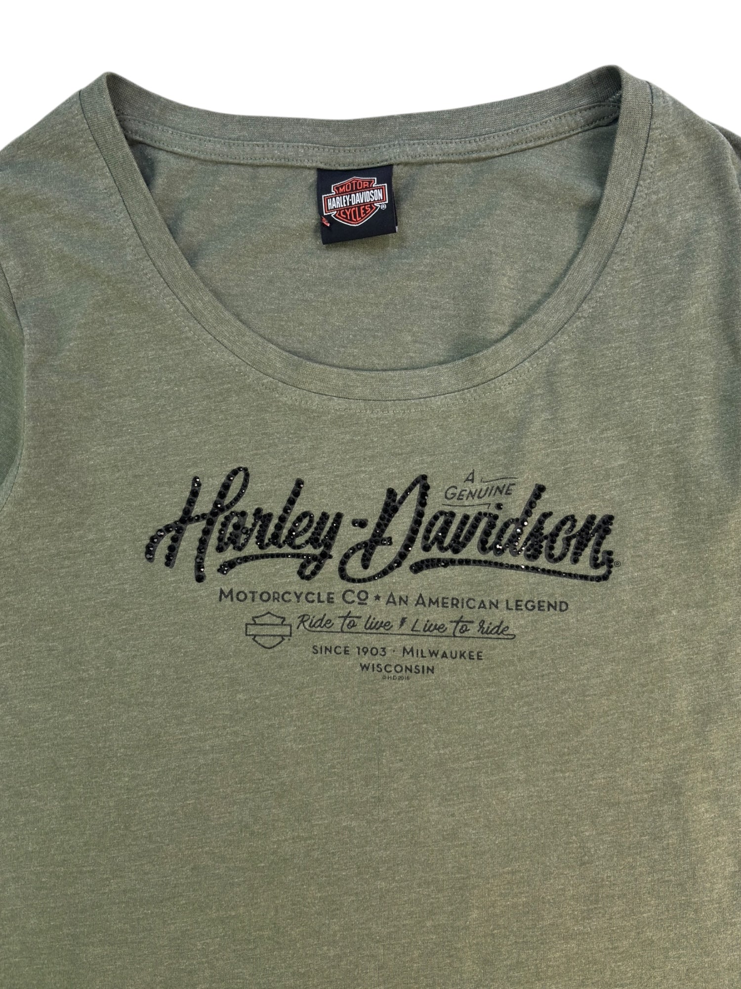 (L) Gasoline Alley Green Harley Davidson Tee