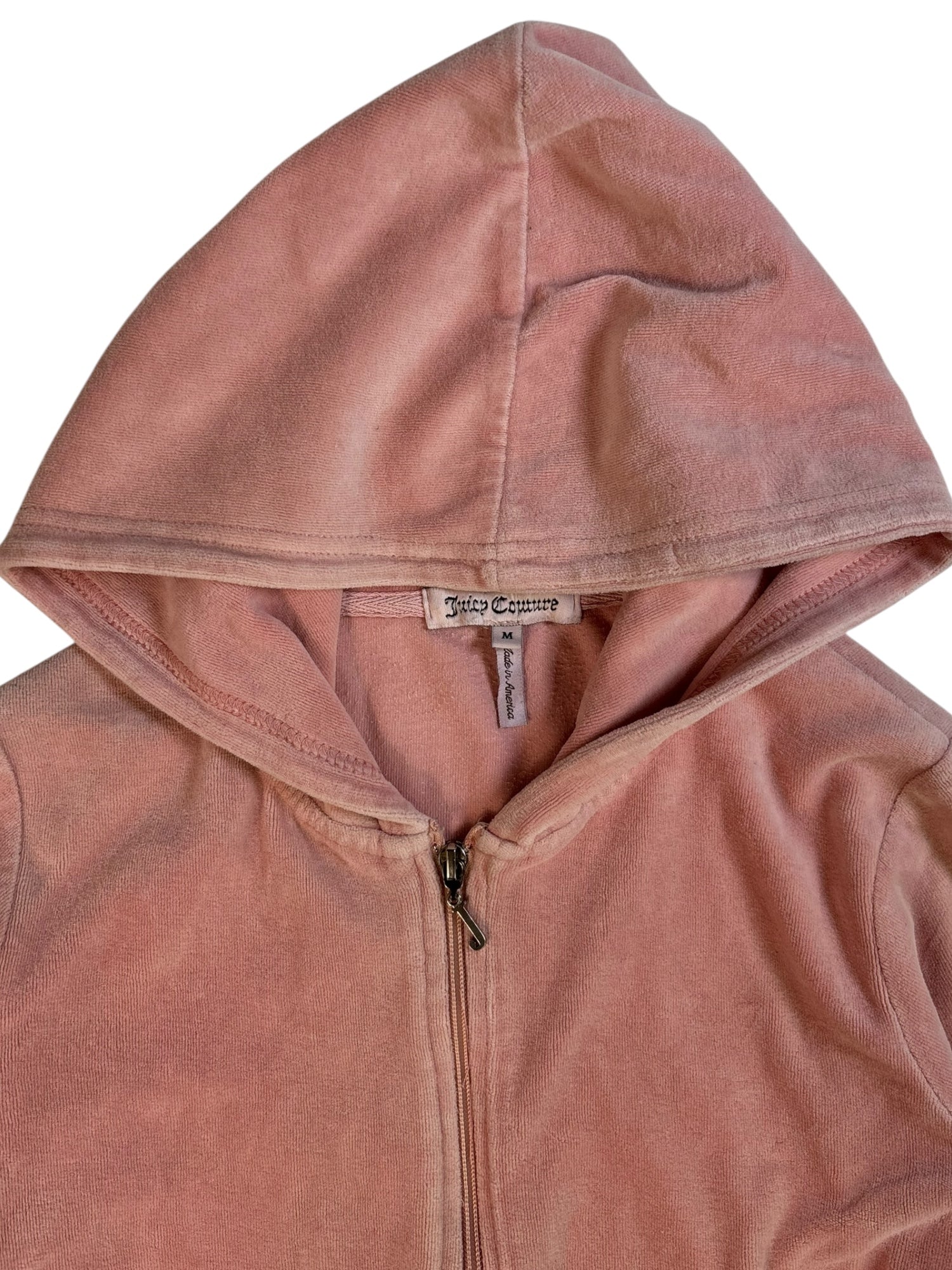 (S) Baby Pink Printed Juicy Couture Velour Zip Up Hoodie