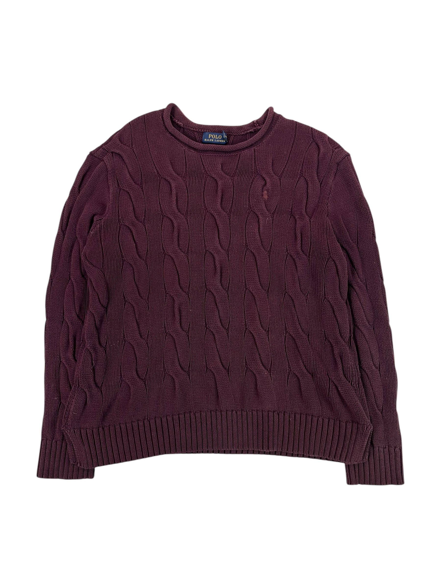 (M) Polo Ralph Lauren Cable Knit Burgundy Sweater