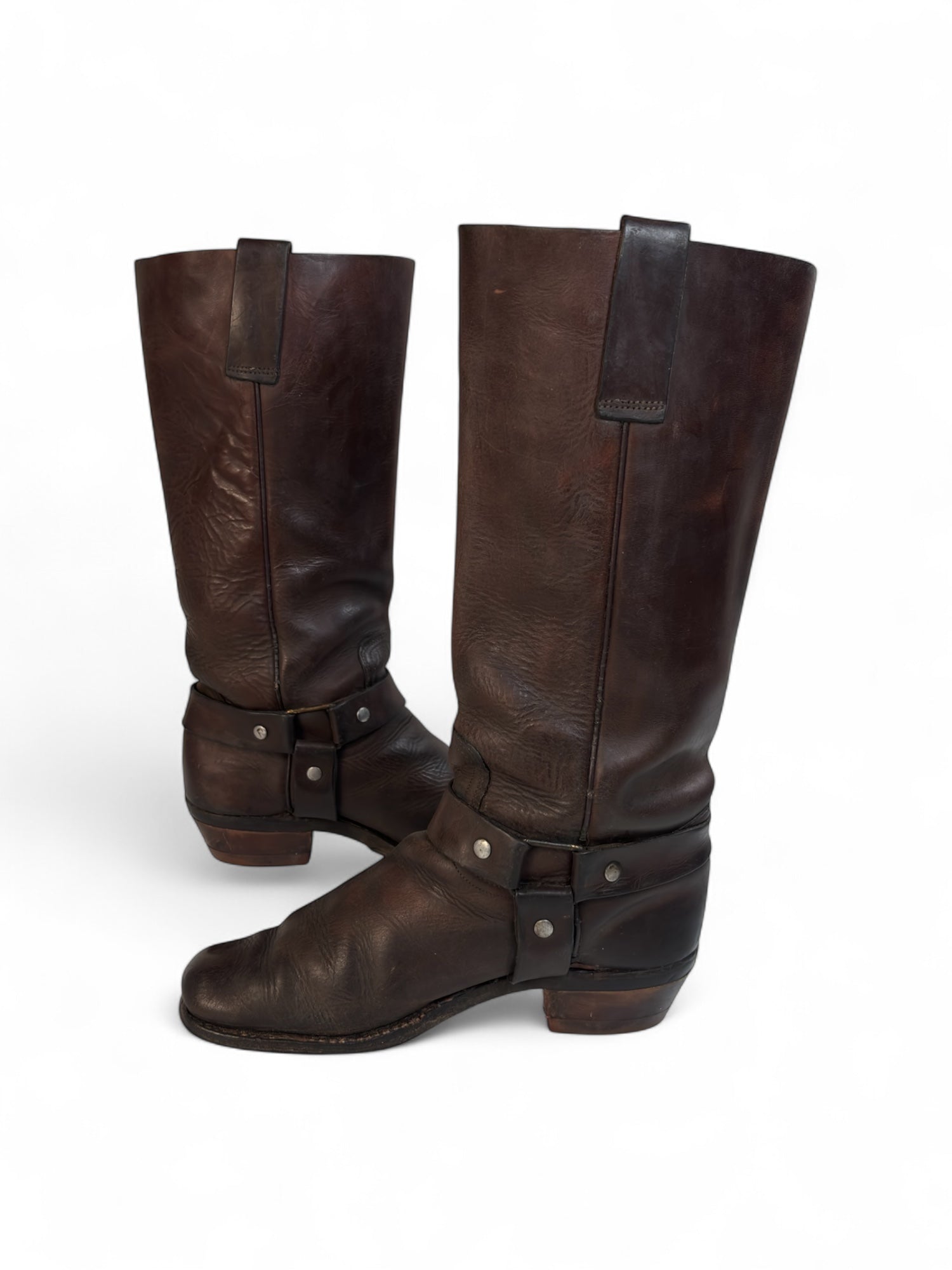 (6) Brown Moto Style Cowboy Boots
