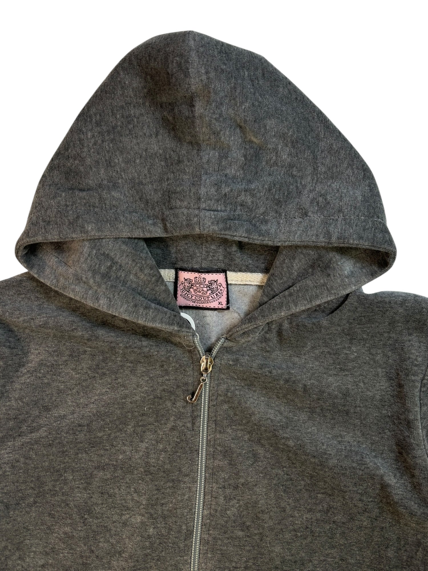 (M) Grey Embellished Juicy Couture Velour Zip-up Hoodie