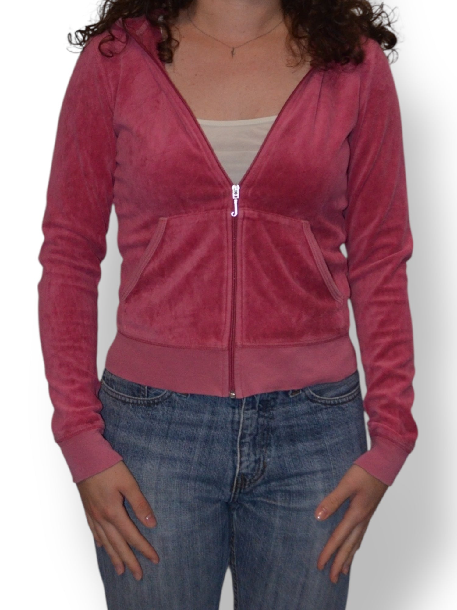 (M) Pink Juicy Couture Velour Zip Up Hoodie