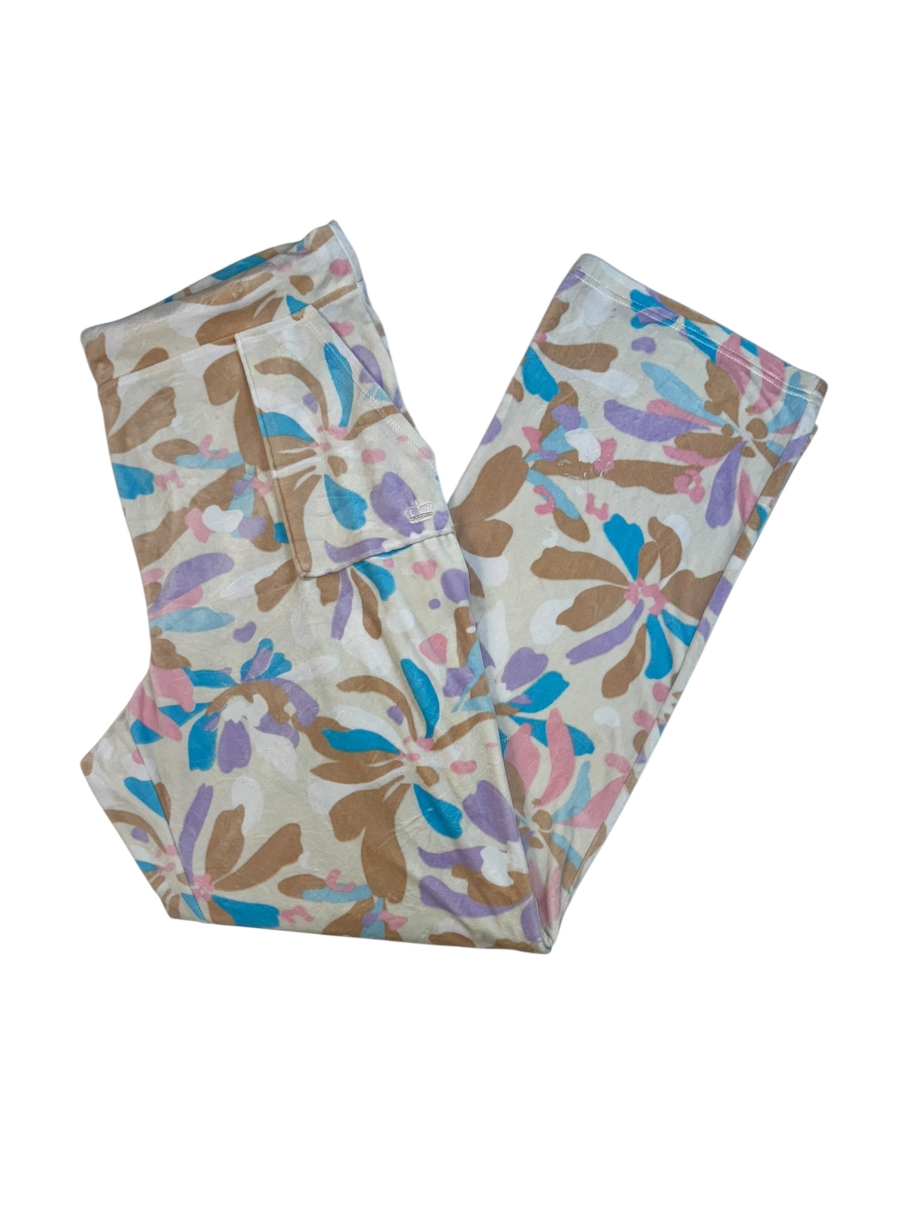 (L/XL) Pastel Floral Juicy Couture Velour Pants