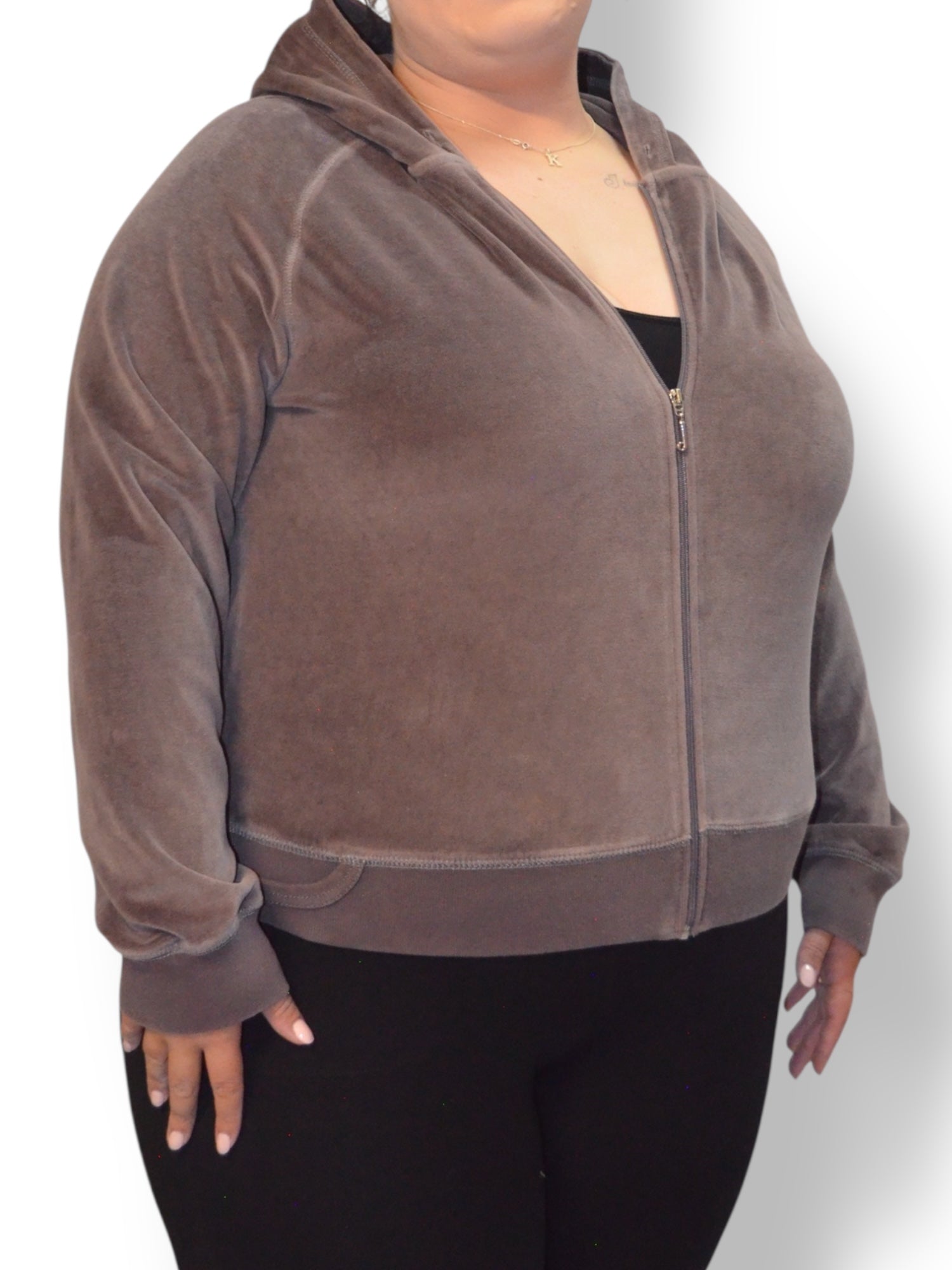 (XL) Faded Brown Juicy Couture Velour Zip-Hoodie