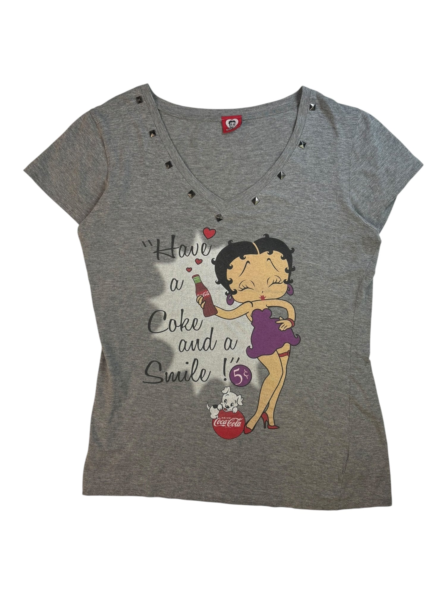 (L) Grey Betty Boop x Coca Cola Tee