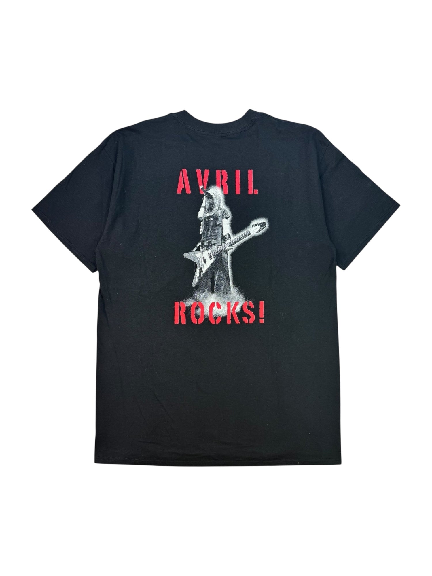 (L) Avril Lavigne Black Graphic Band Tee