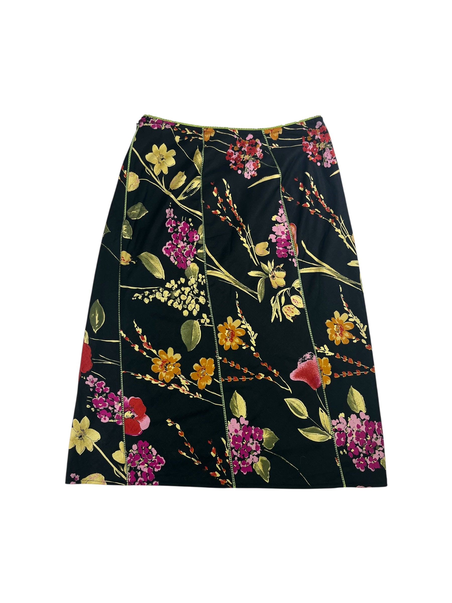 (26) Black Floral Midi Skirt