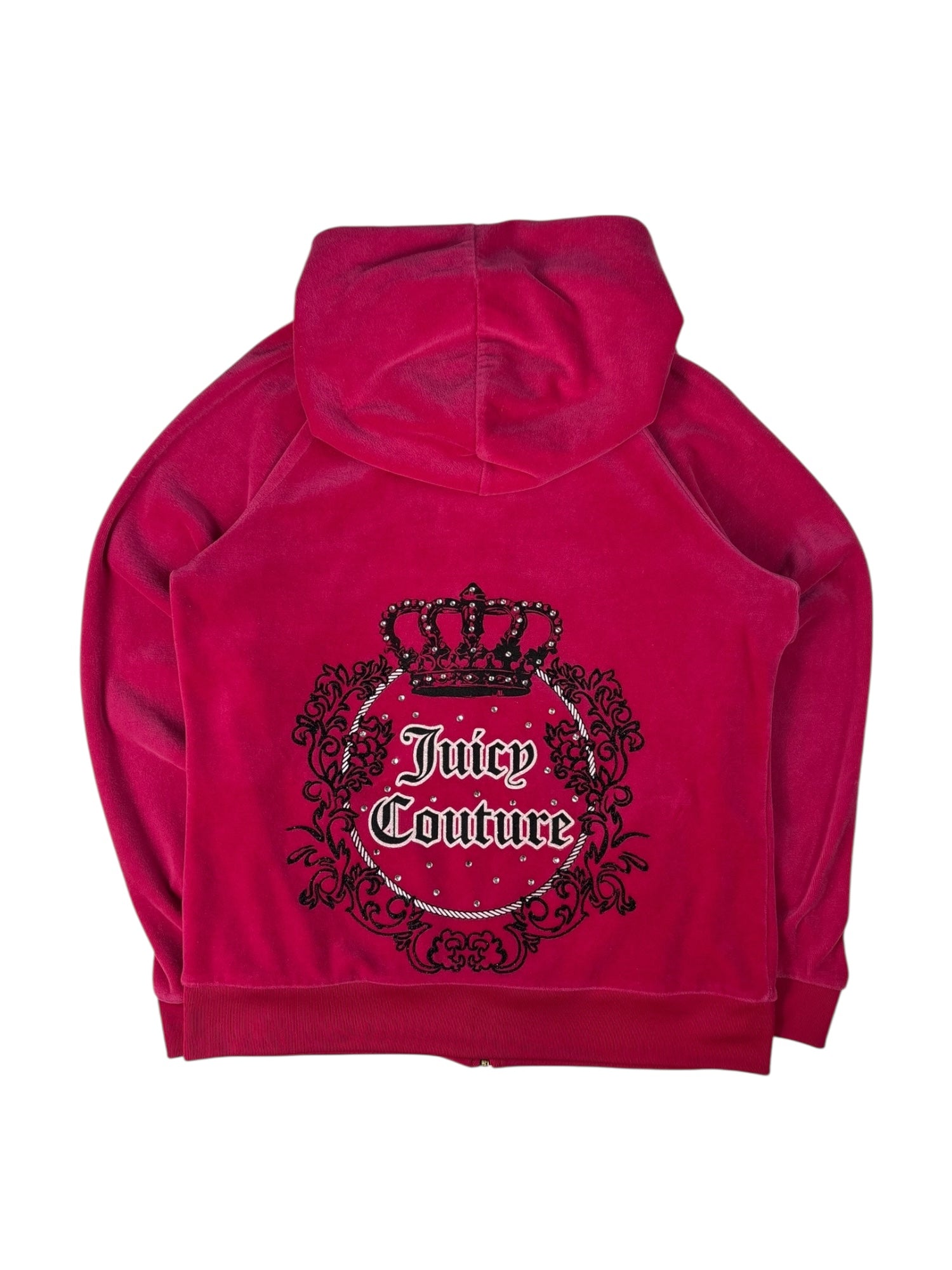 (L) Hot Pink Embroidered Juicy Couture Zip Up Hoodie