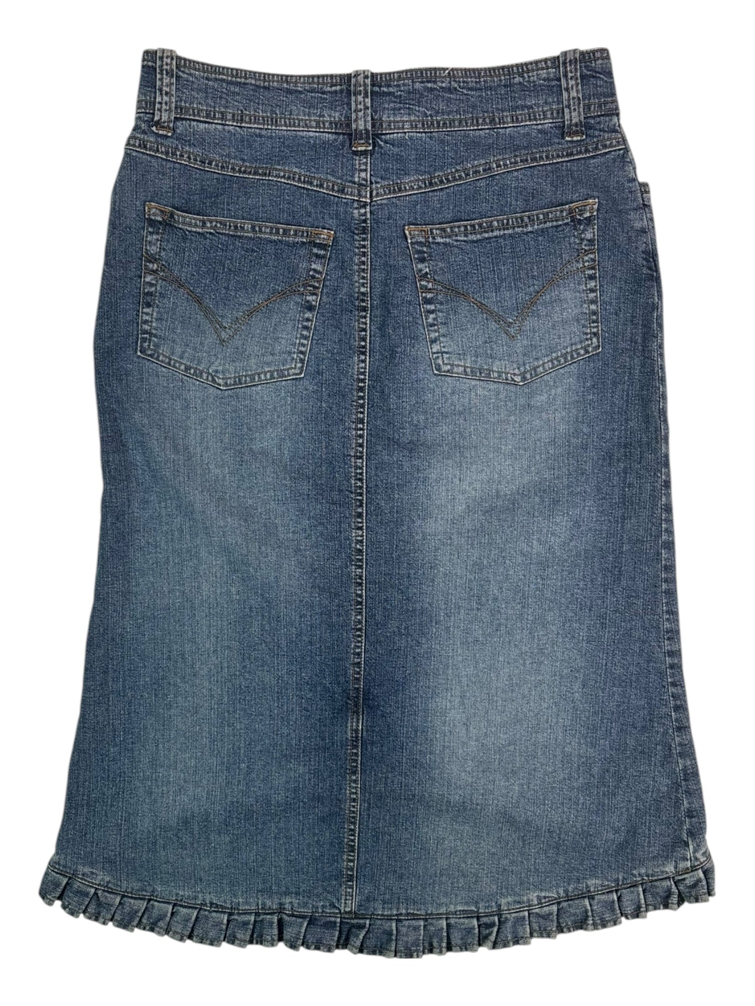 (M) Denim Frill Midi Skirt