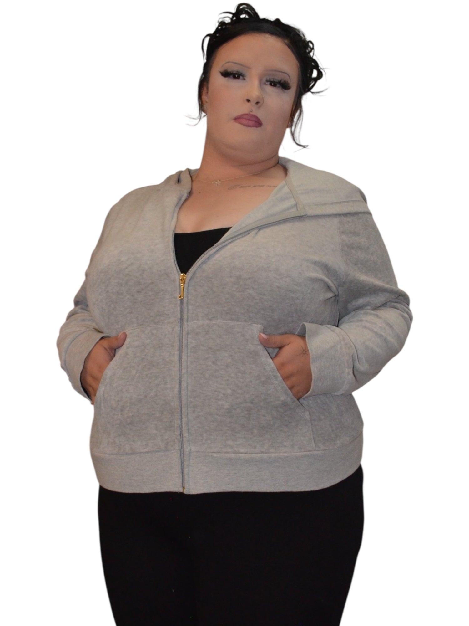 (XXL) Grey Embellished Juicy Couture Zip Up Hoodie