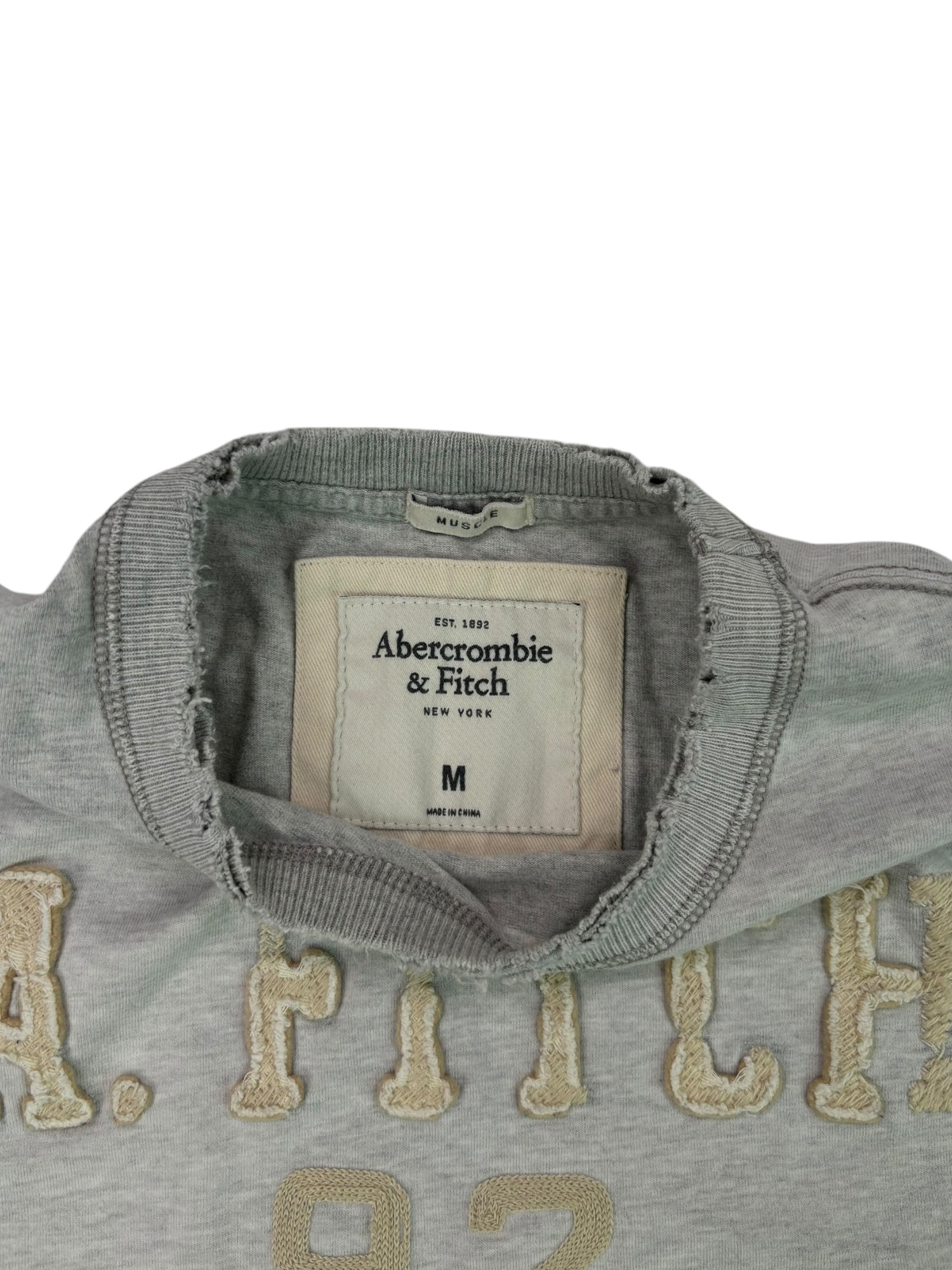 (M) Grey Abercrombie Distressed Tee