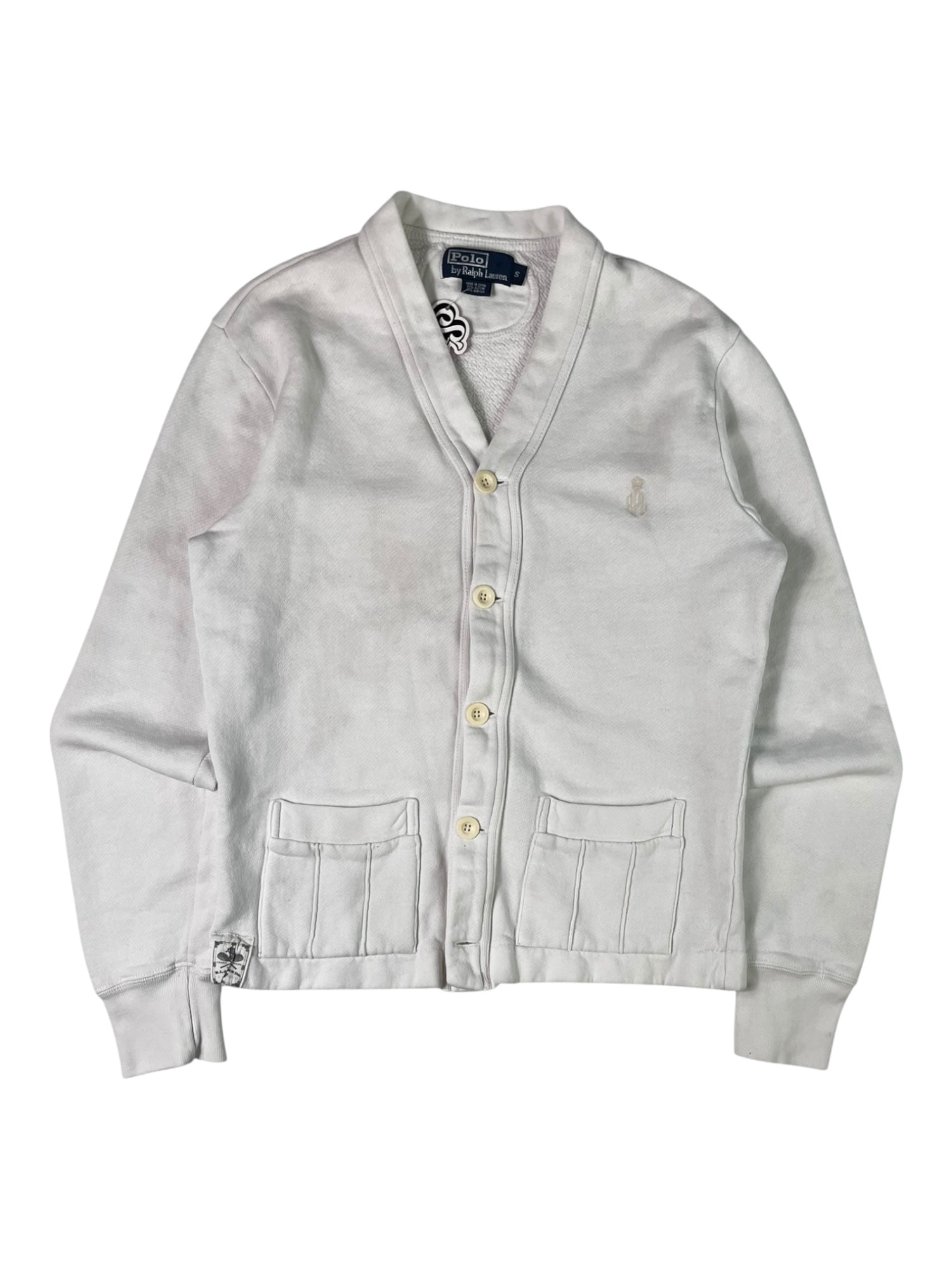 (S) Polo By Ralph Lauren White Button Up Cardigan