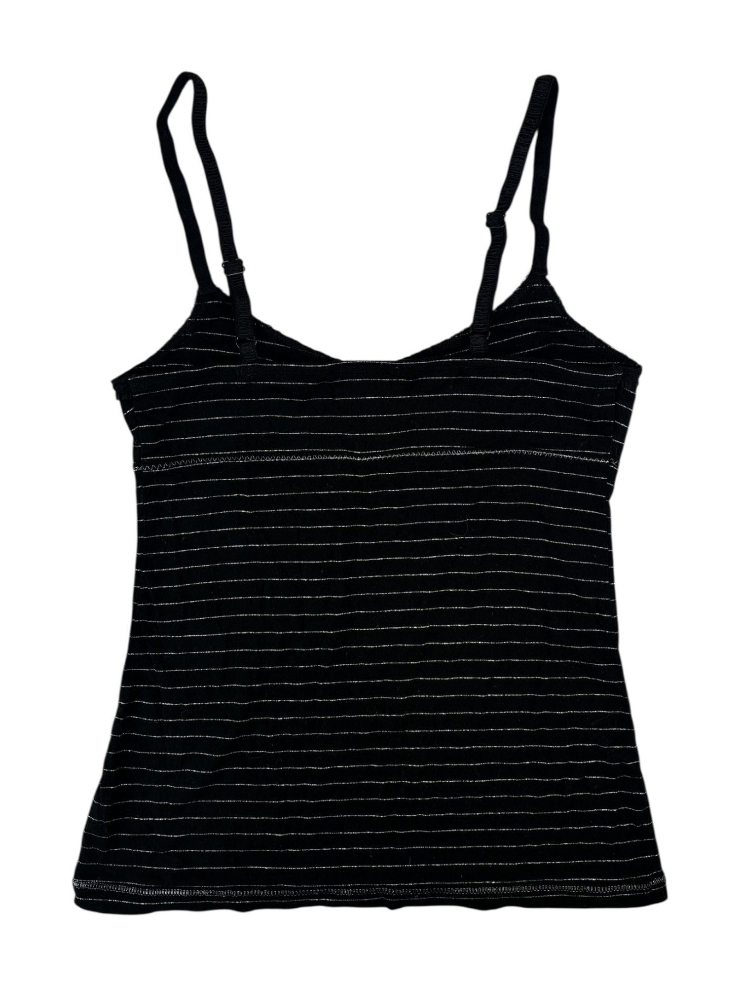 (S) GUESS Black and Silver Stripped Tank Top