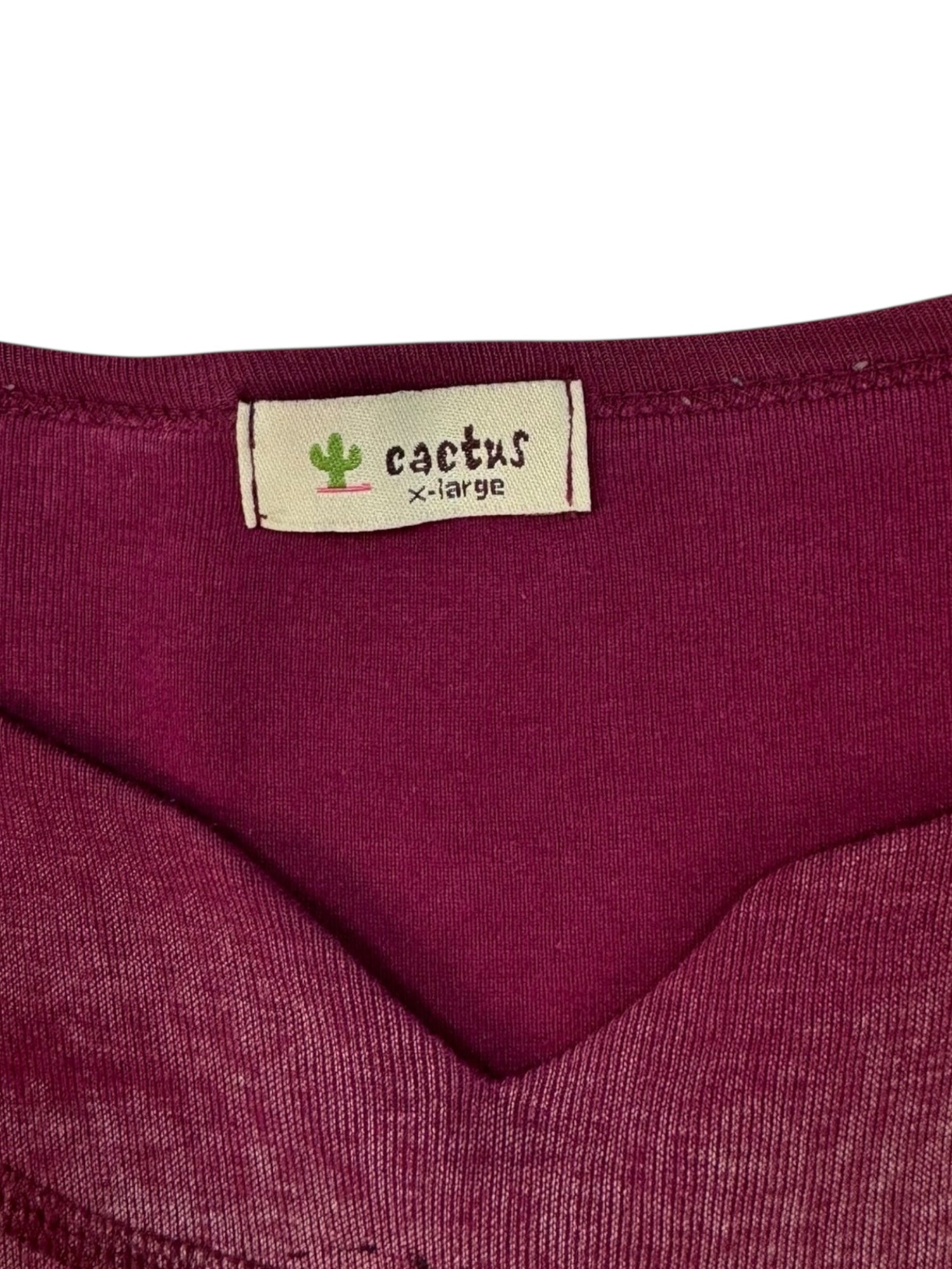 (L) Burgundy Embellished Cactus Long Sleeve