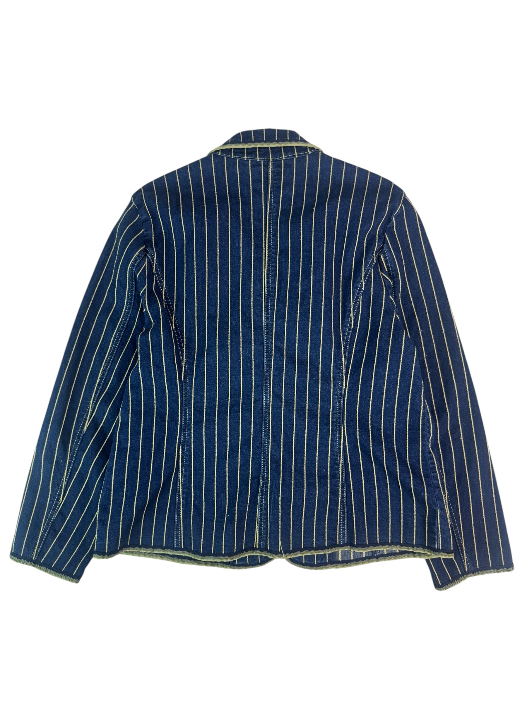 (L) lana sport Green Stripped Denim Blazer