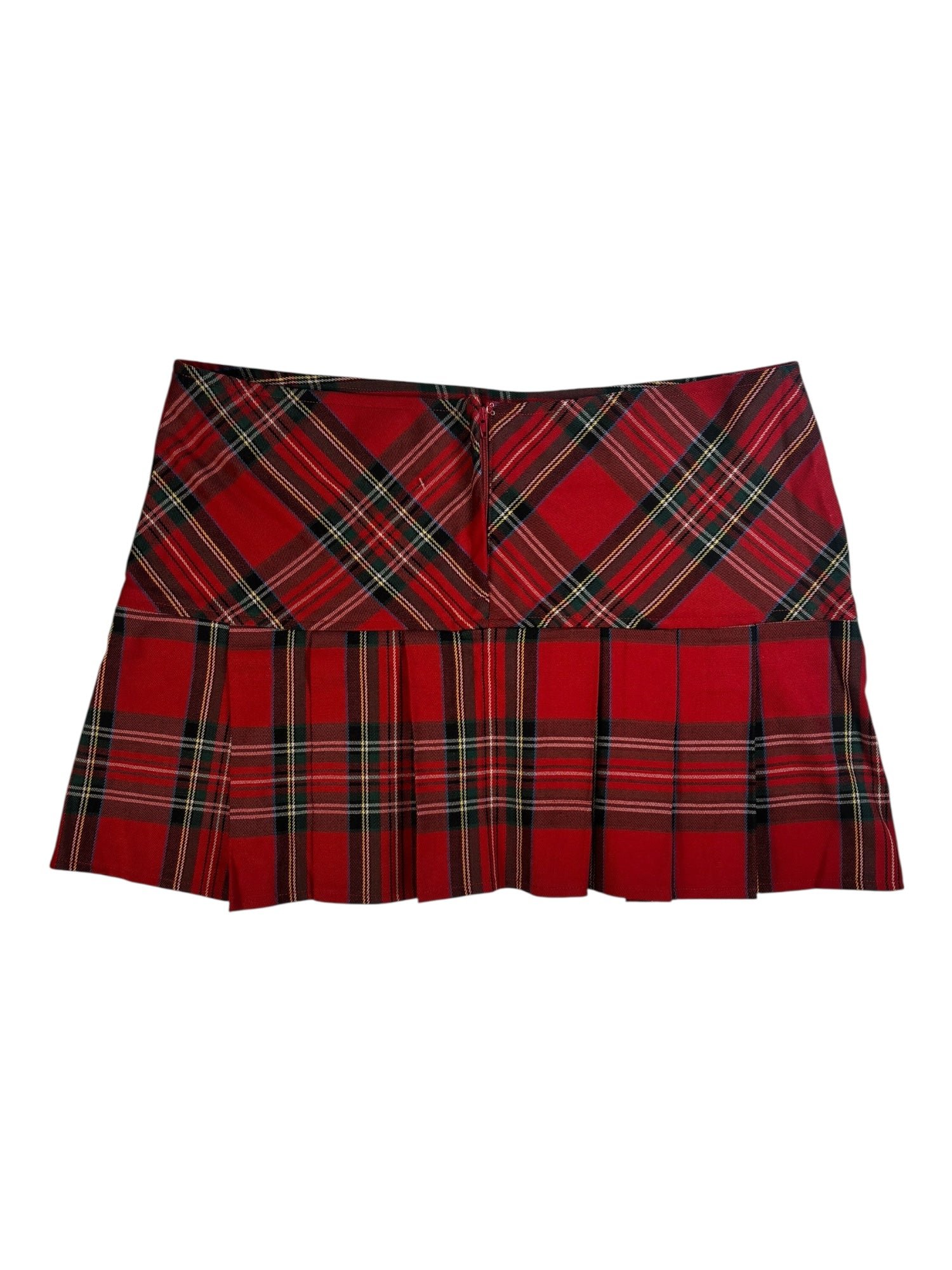 (L) 725 Orignals Red Plaid Pleated Mini Skirt