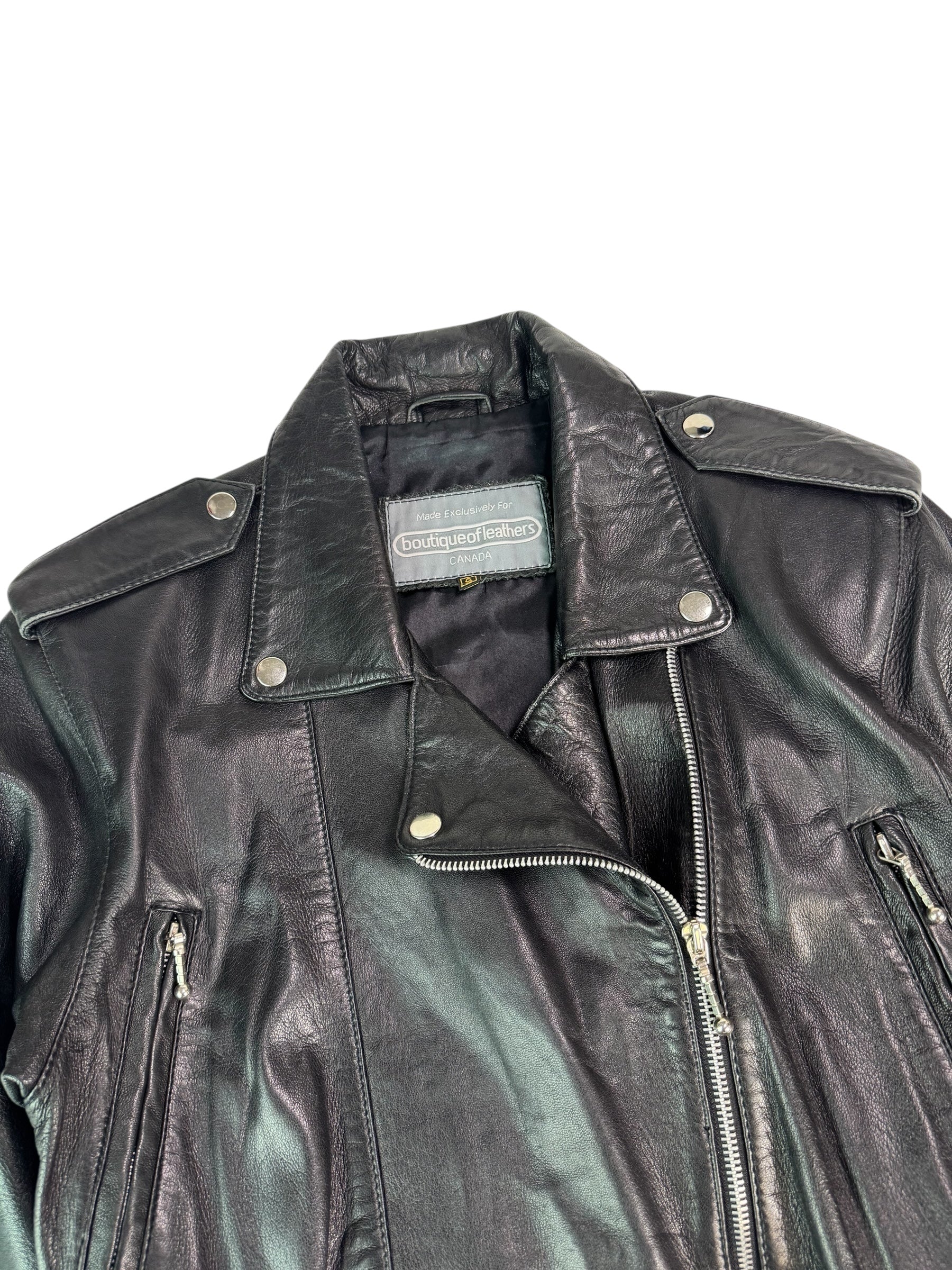 (S) Boutique of Leathers Black Moto Style Leather Jacket